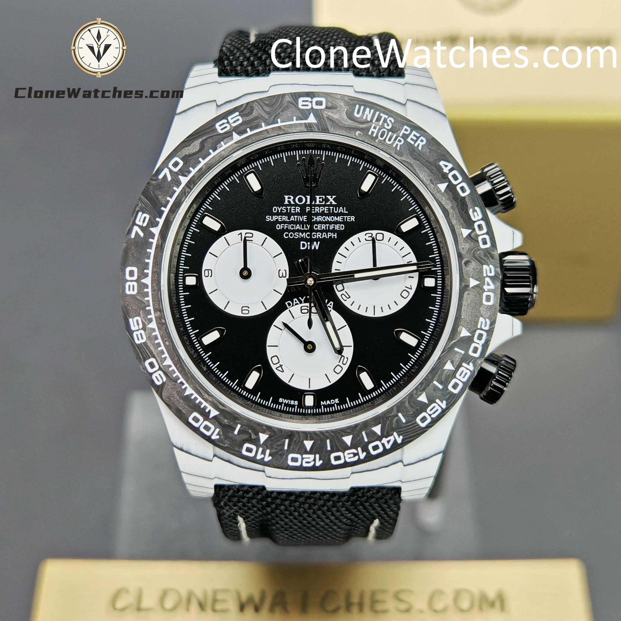 Modified Super Clone Watches 1:1 DiW Rolex Daytona In White Quartz Fiber “IRBIS V2”