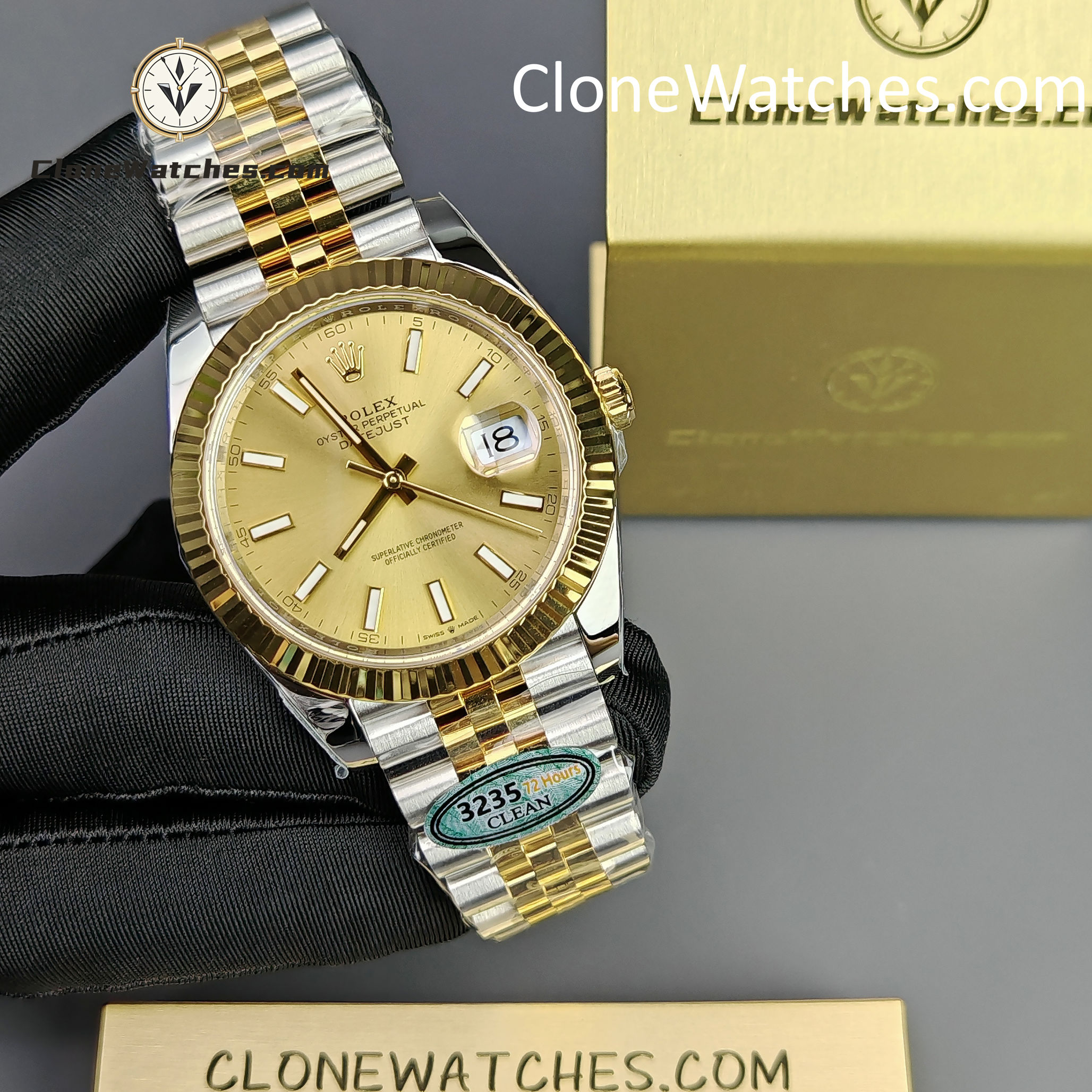 Rolex Super Clone Watches 1:1 DateJust Gold Dial 126333 – 0010 Jubilee 41MM 3235 Movement