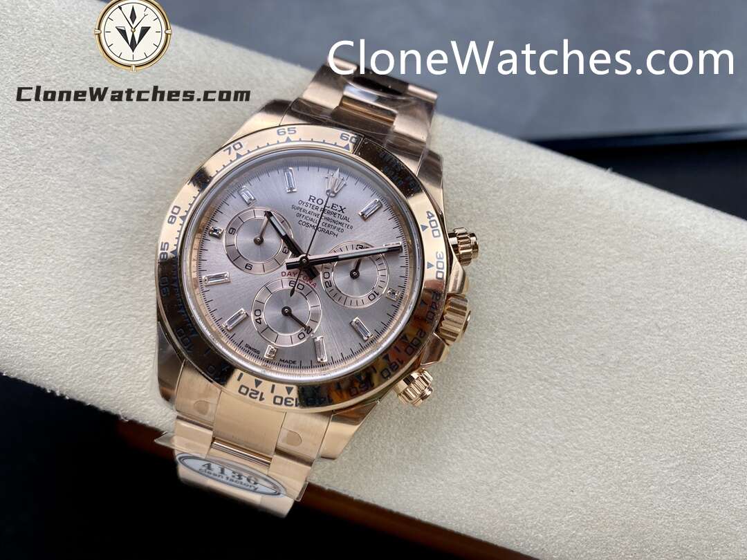 Rolex Super Clone Watches 1:1 Daytona Rose Gold Dial M116505 – 0017 4130 Movement