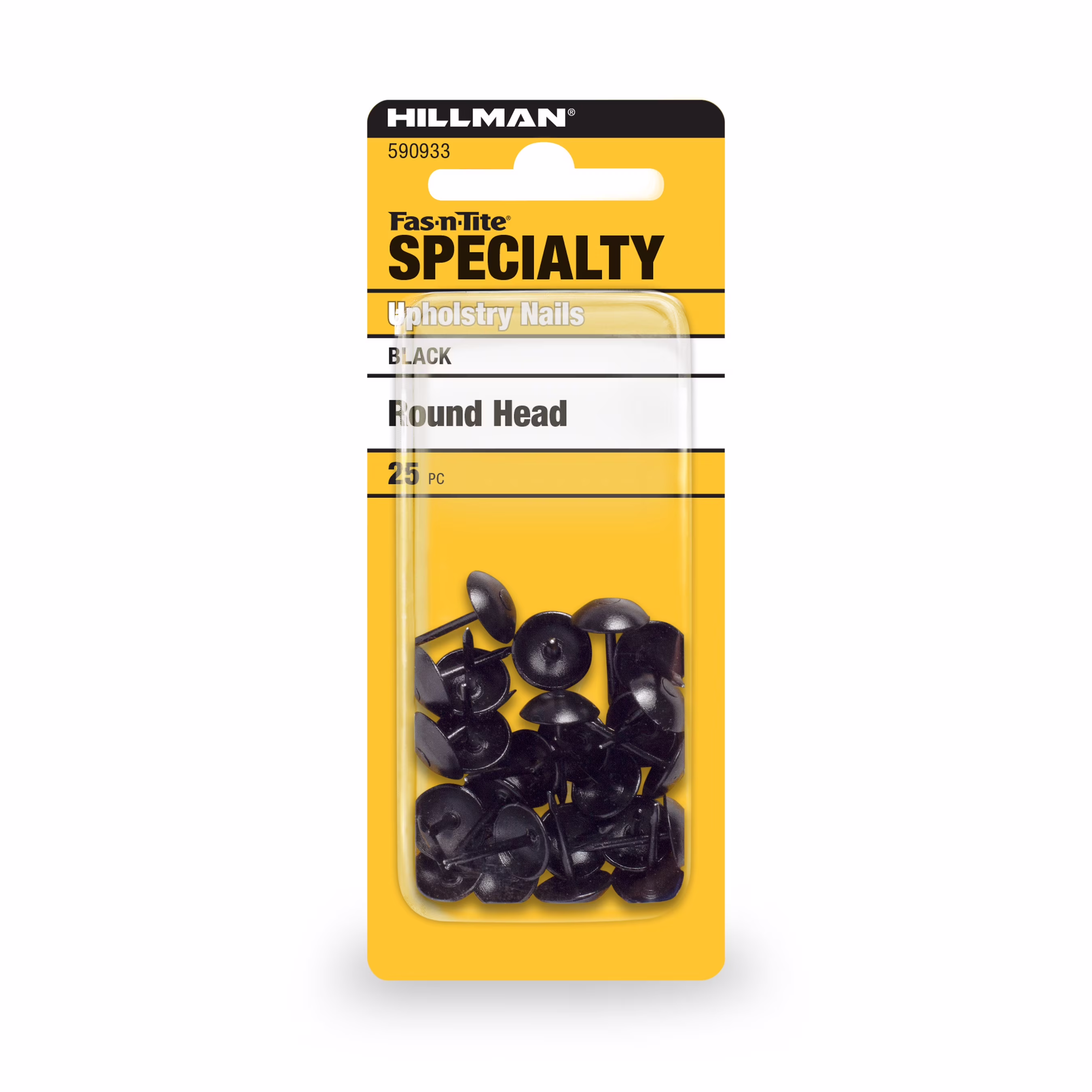 Fas-n-tite Upholstery Nails, Round Head, Steel, Bright Finish, Black, 25 pack
