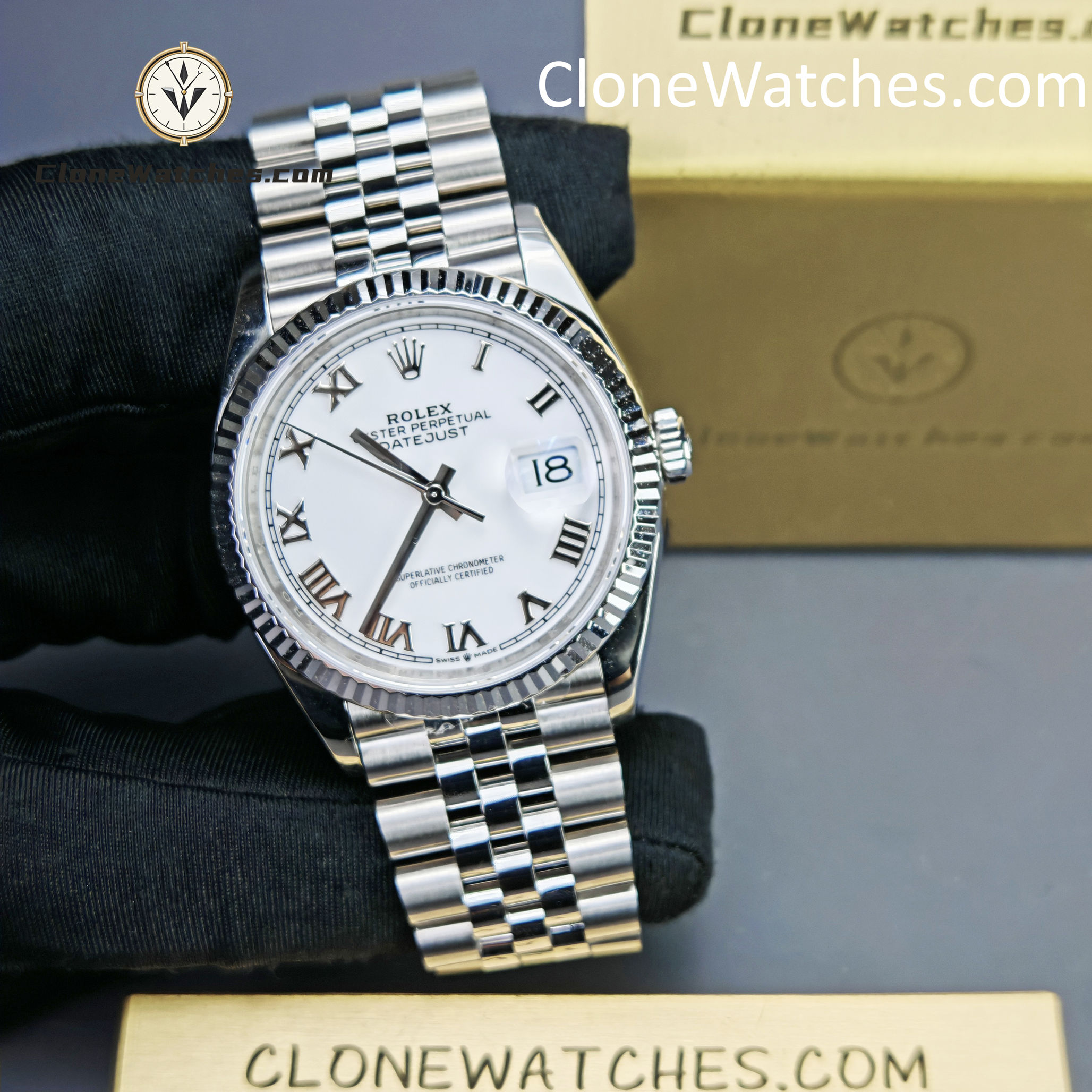 Rolex Super Clone Watches 1:1 DateJust White Dial Roman M126234 – 0025 Jubilee 36MM 3235 Movement