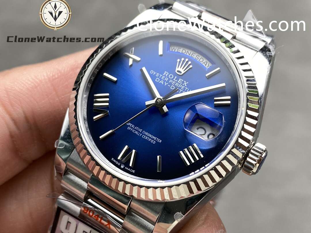 Rolex Super Clone Watches 1:1 Day Date Gradient Blue Dial 36mm m128239-0063 3255 Movement