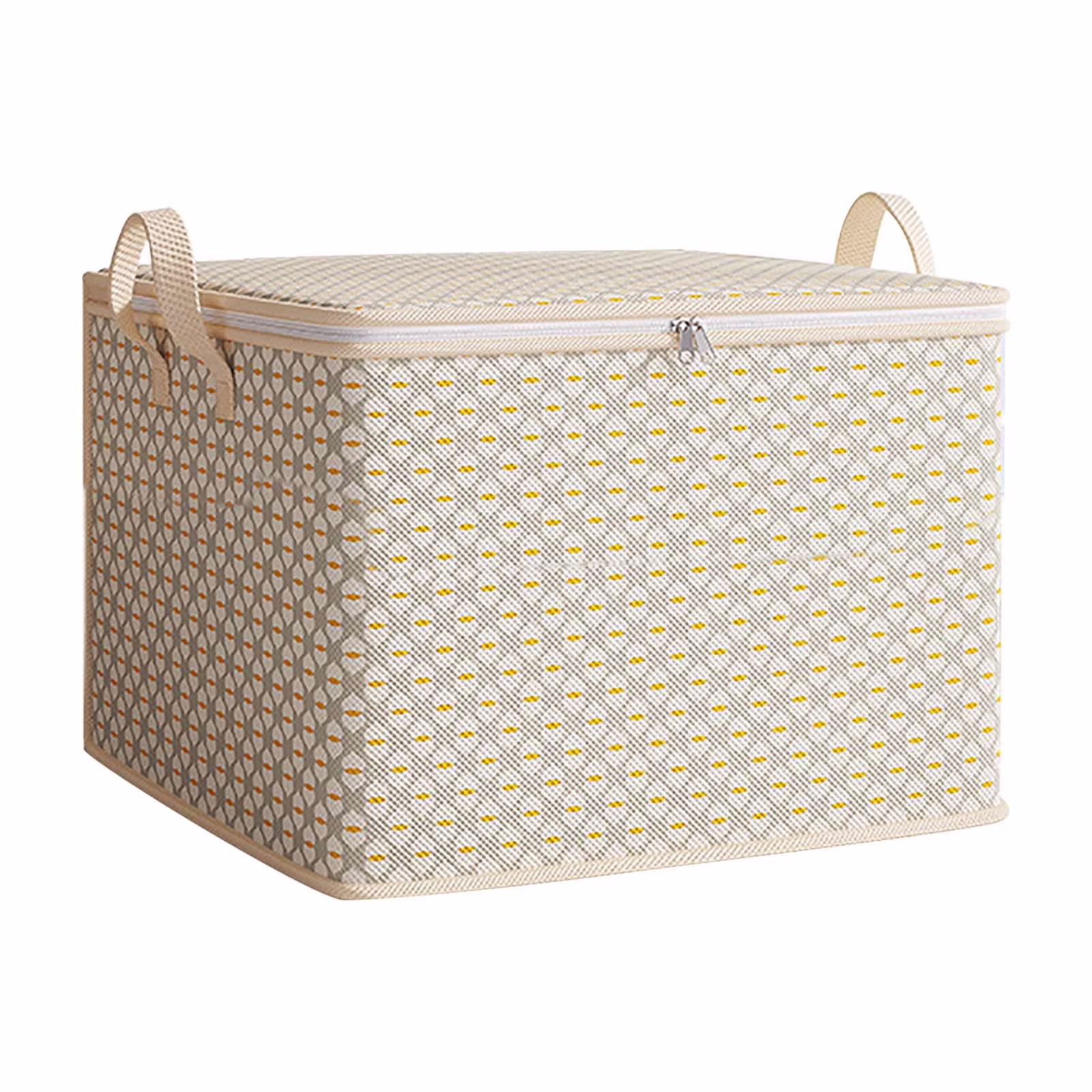 SHENGXINY Non Woven Stuffed Storage Box with Zipper, Heavy Duty Clothes Special Storage Bag for Bedding, Quilt, Shoes, Makeup, Blanket Beige 13.8x9.8x7.9in