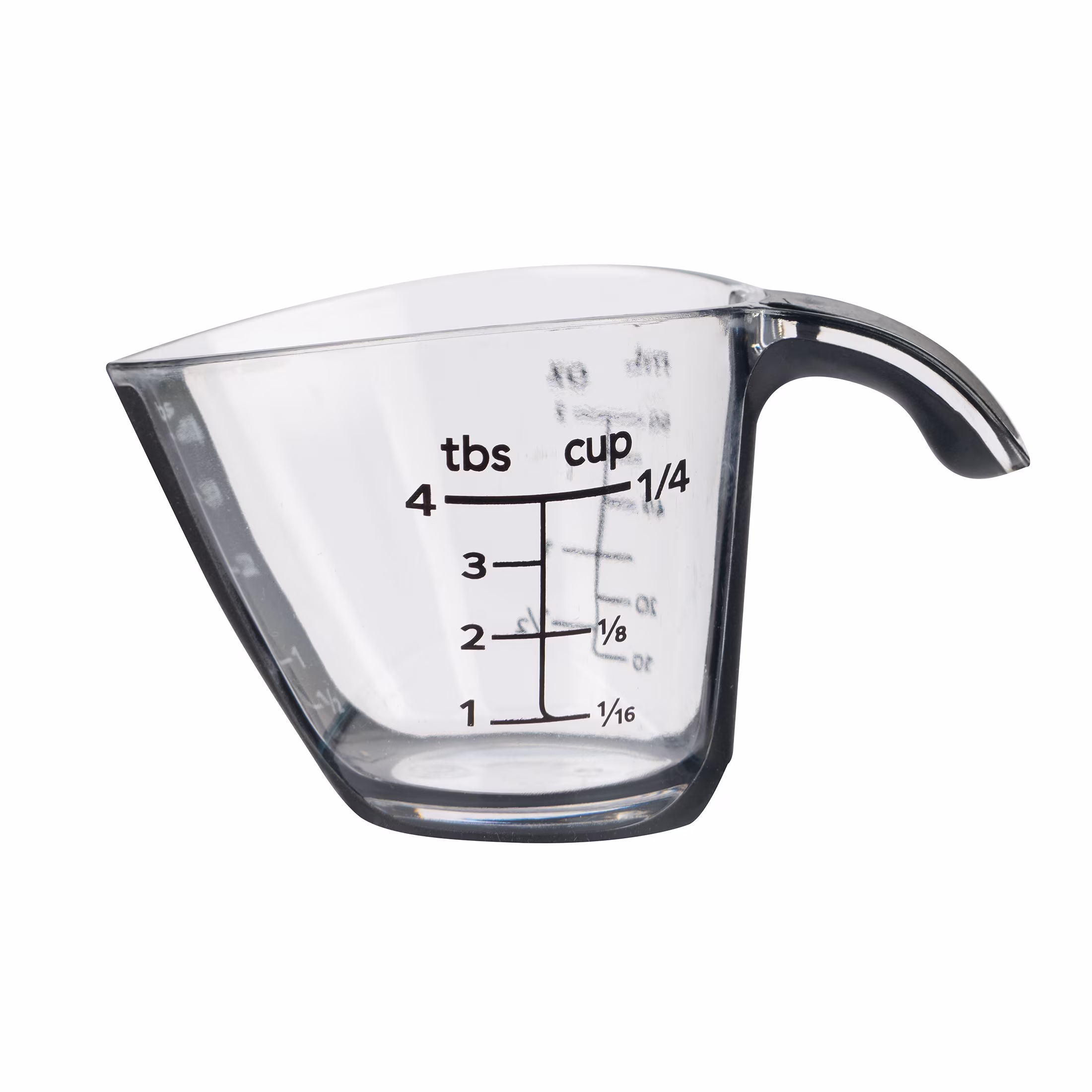 (4 pack) Mainstays 1/4C Plastic Mini Measuring Cup, Black/Transparent