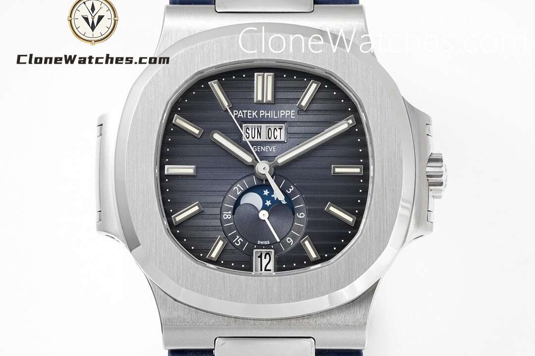 Patek Philippe Super Clone Watches 1:1 Nautilus 5726 Blue Dial Blue Rubber Strap