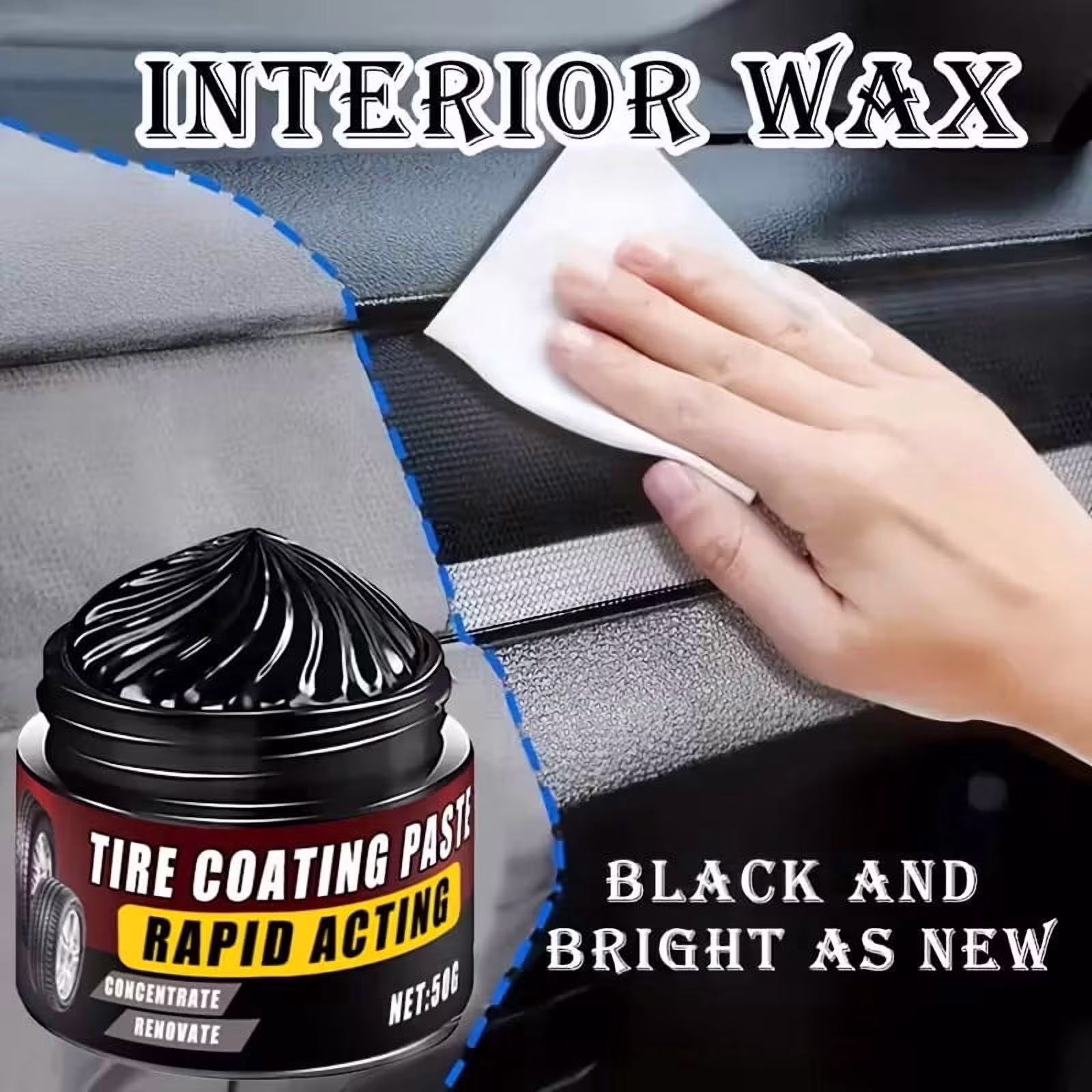 Votnto 50g Tire Coating Paste, Rapid Acting Car Tire Shine & Protection Wax, Restores Black Gloss, Prevents Rust & Wear for All Vehicles