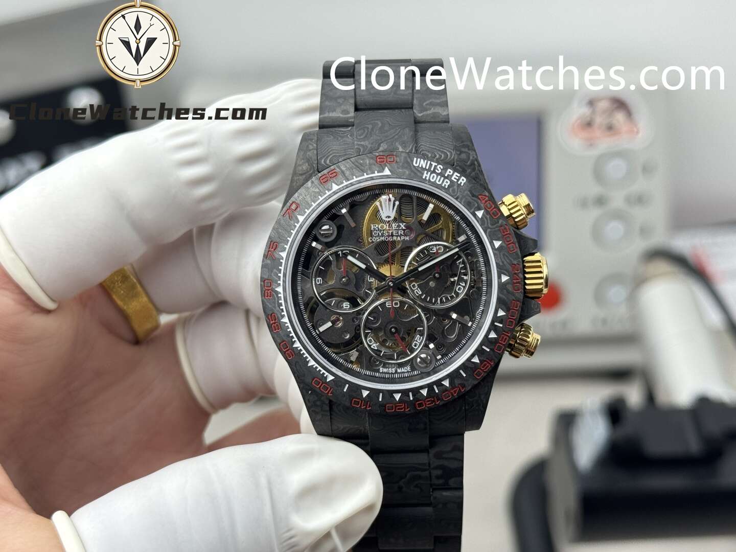 Modified Super Clone Watches 1:1 Rolex Daytona 4130 Super Lightweight Carbon Fiber “Red Tachymeter” 40mm