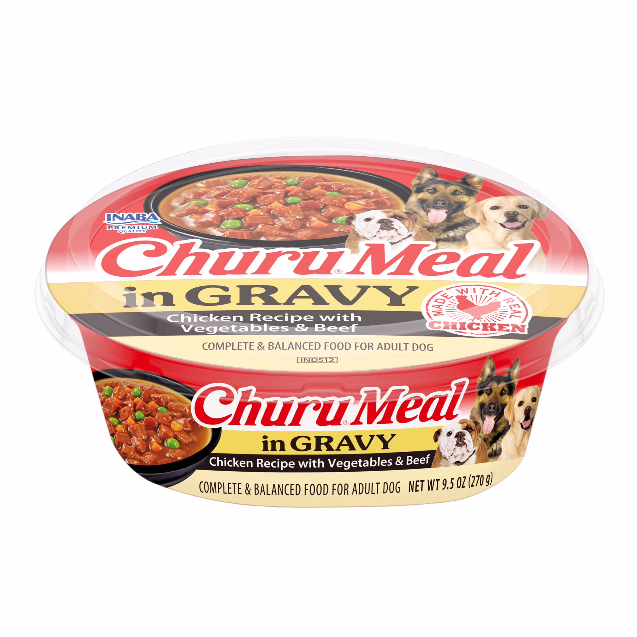 INABA Churu Meal in Gravy Adult Wet Dog Food, 9.5 oz cup, 1-count, Vegetable & Beef