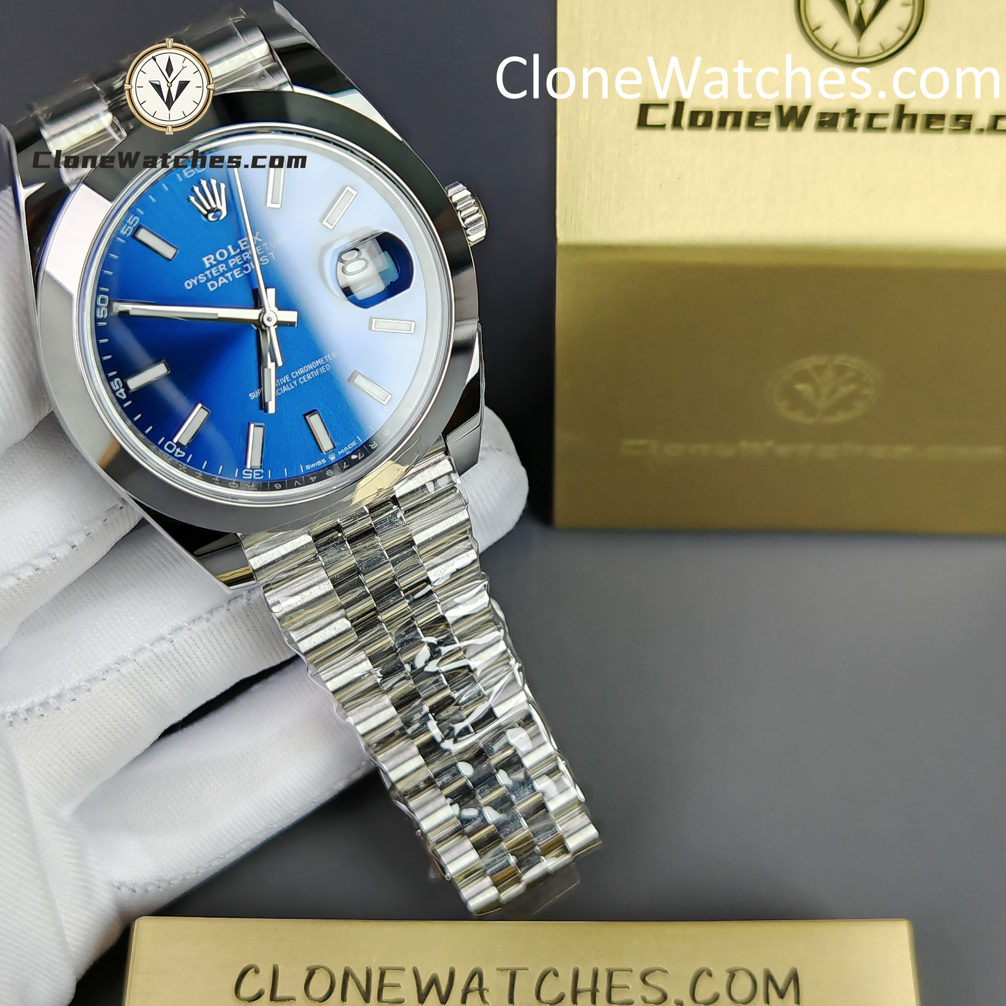 Rolex Super Clone Watches 1:1 DateJust Blue Dial m126300-0002 Jubilee 41MM 3235 Movement