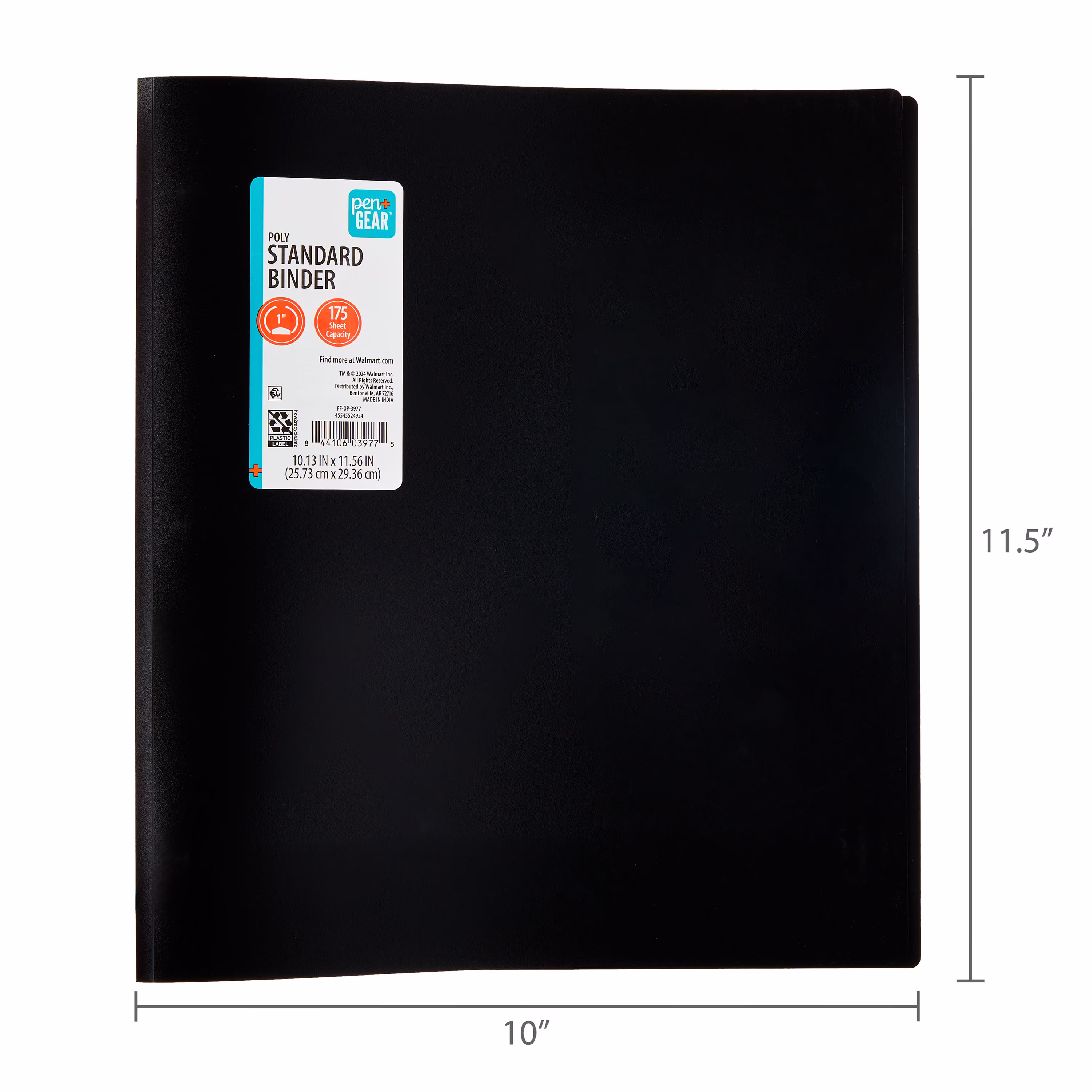 Pen+Gear Poly Standard 1 in Round-Ring Binder, Black