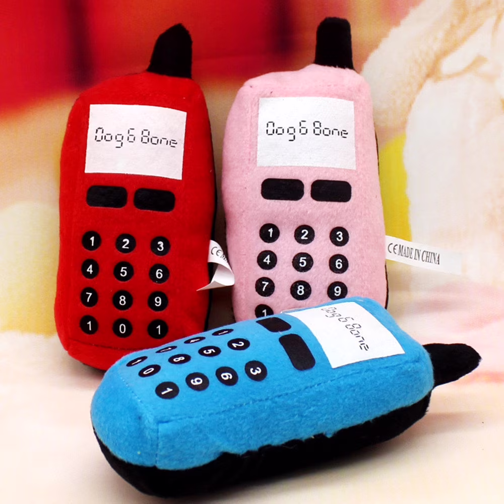 Interactive Dog Toy Colorful Pet Puppy Dogs Chew Toys Cute Phone Shape Play Squeaky Sound Plush Toys