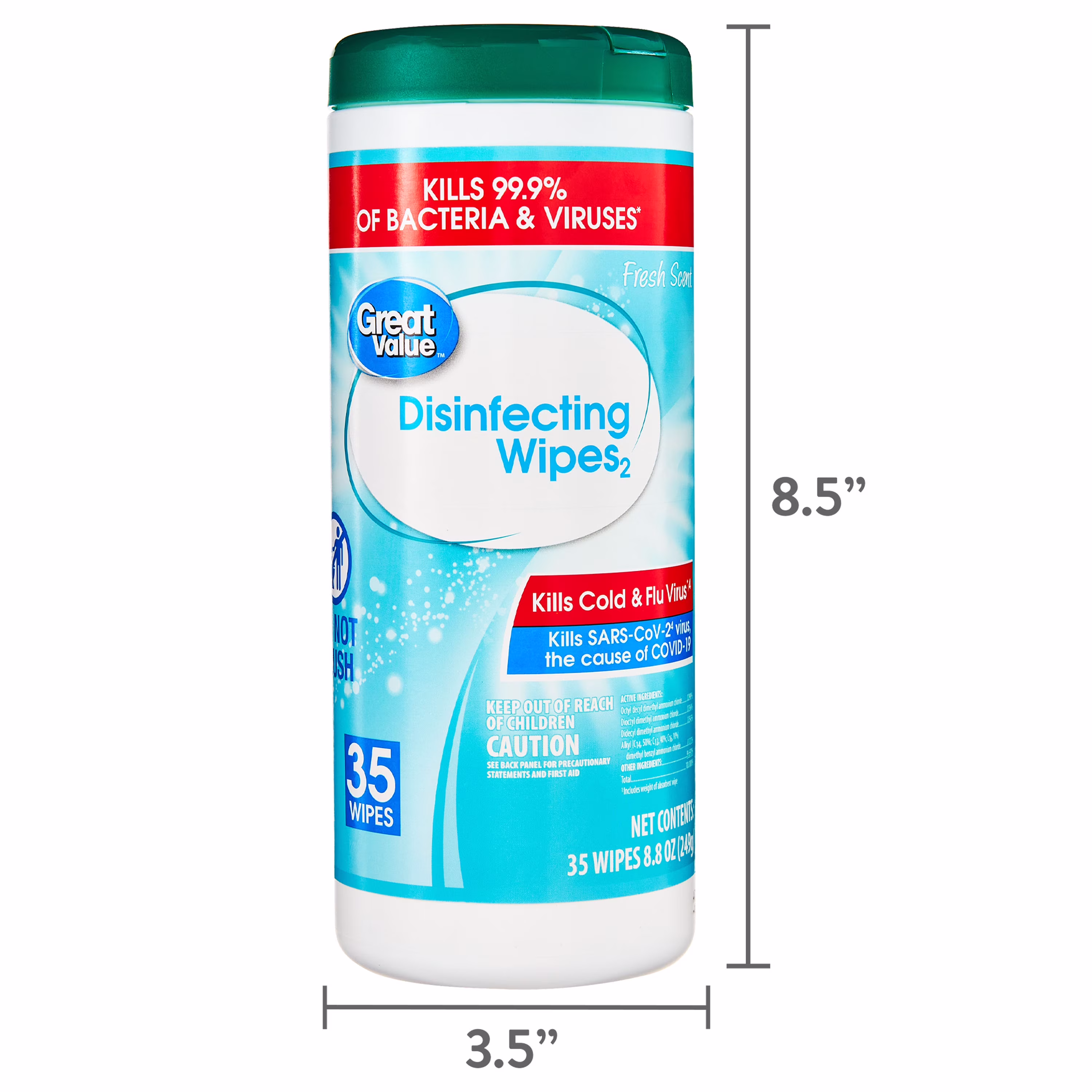 Great Value Fresh Scent Disinfecting Wipes, 35 Count