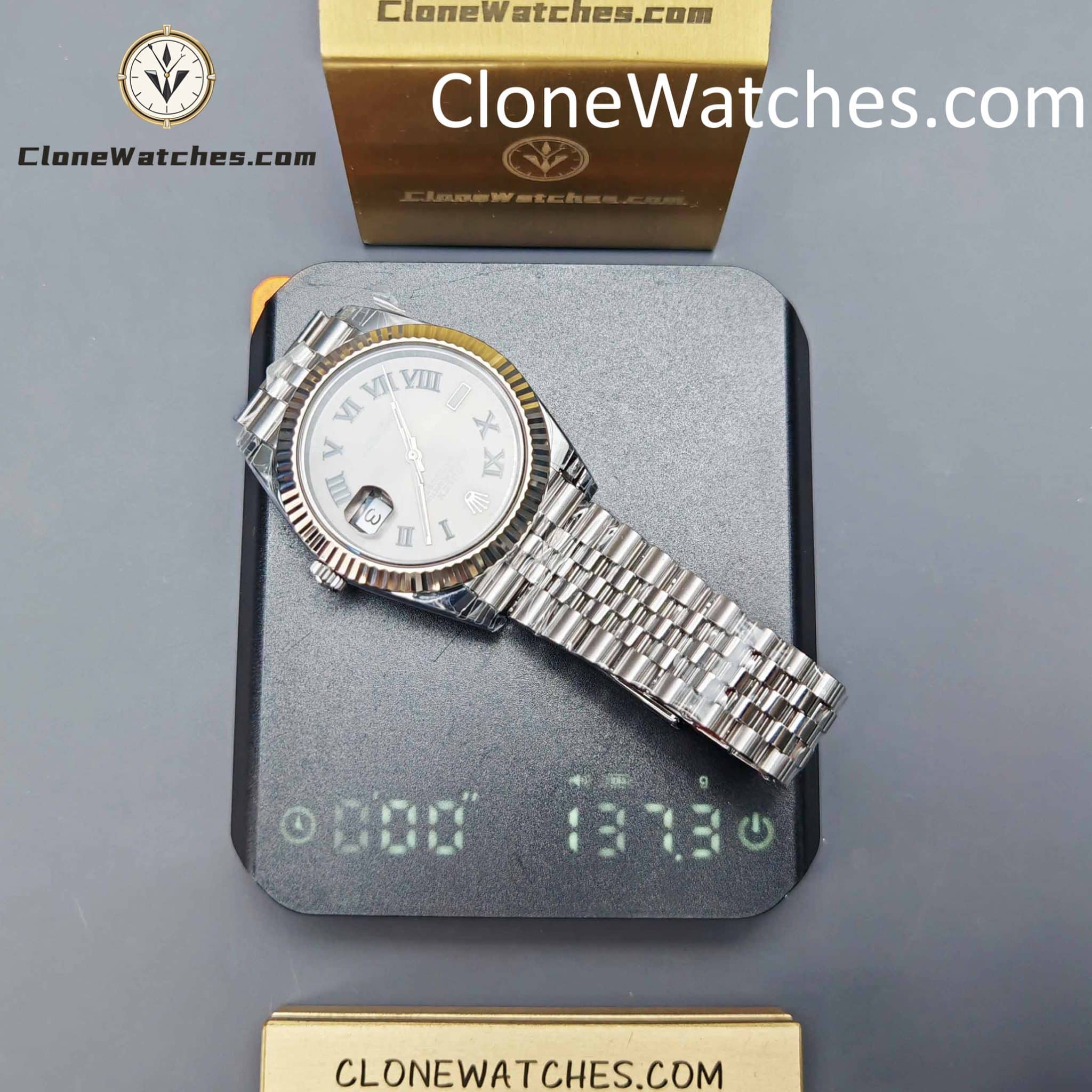 Rolex Super Clone Watches 1:1 DateJust Grey Roman Dial Jubilee 41MM M126334 3235 Movement