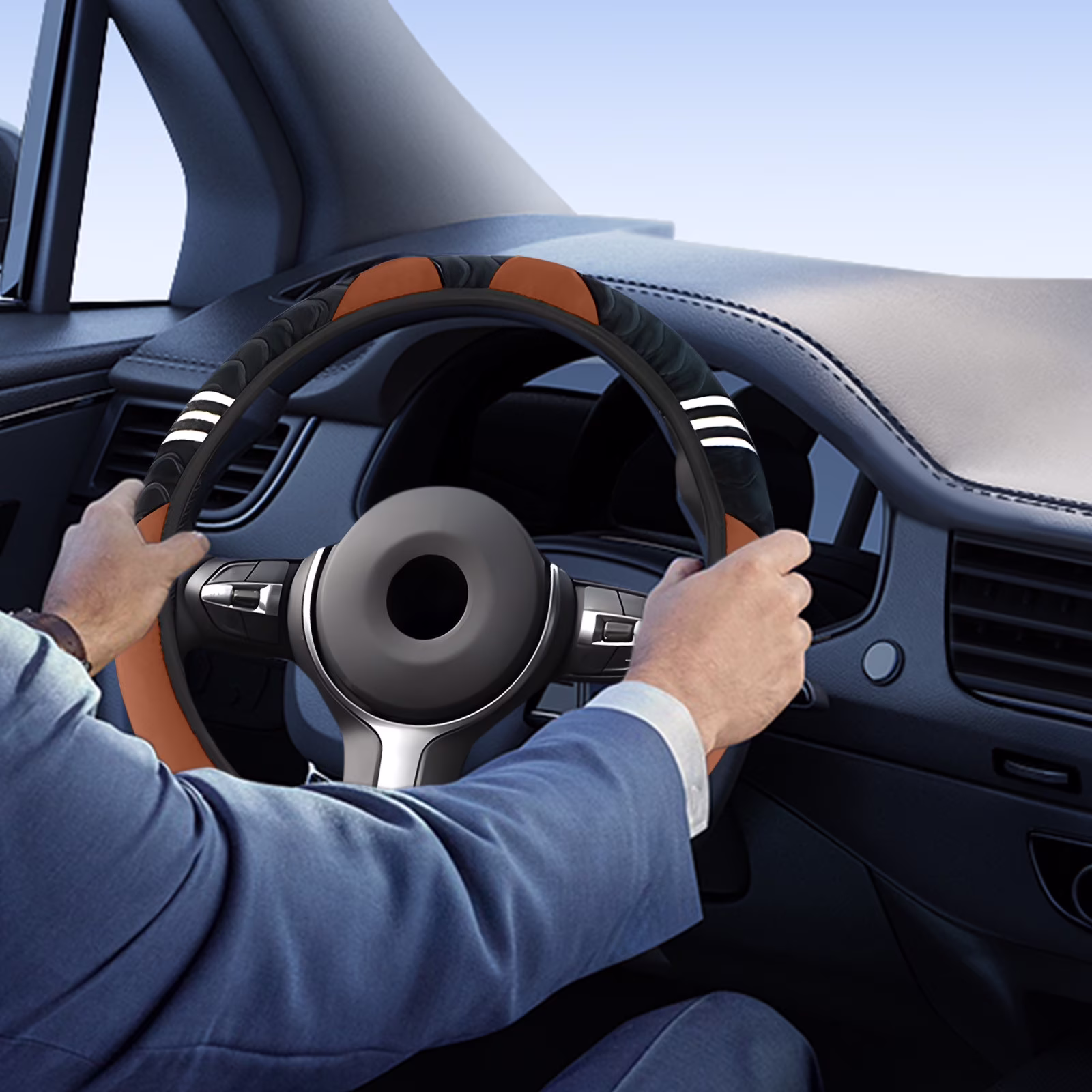 GFHFHITJ Car Steering Wheel Cover Stretch Without Inner Steering Wheel Cover Universal Steering Wheel Cover