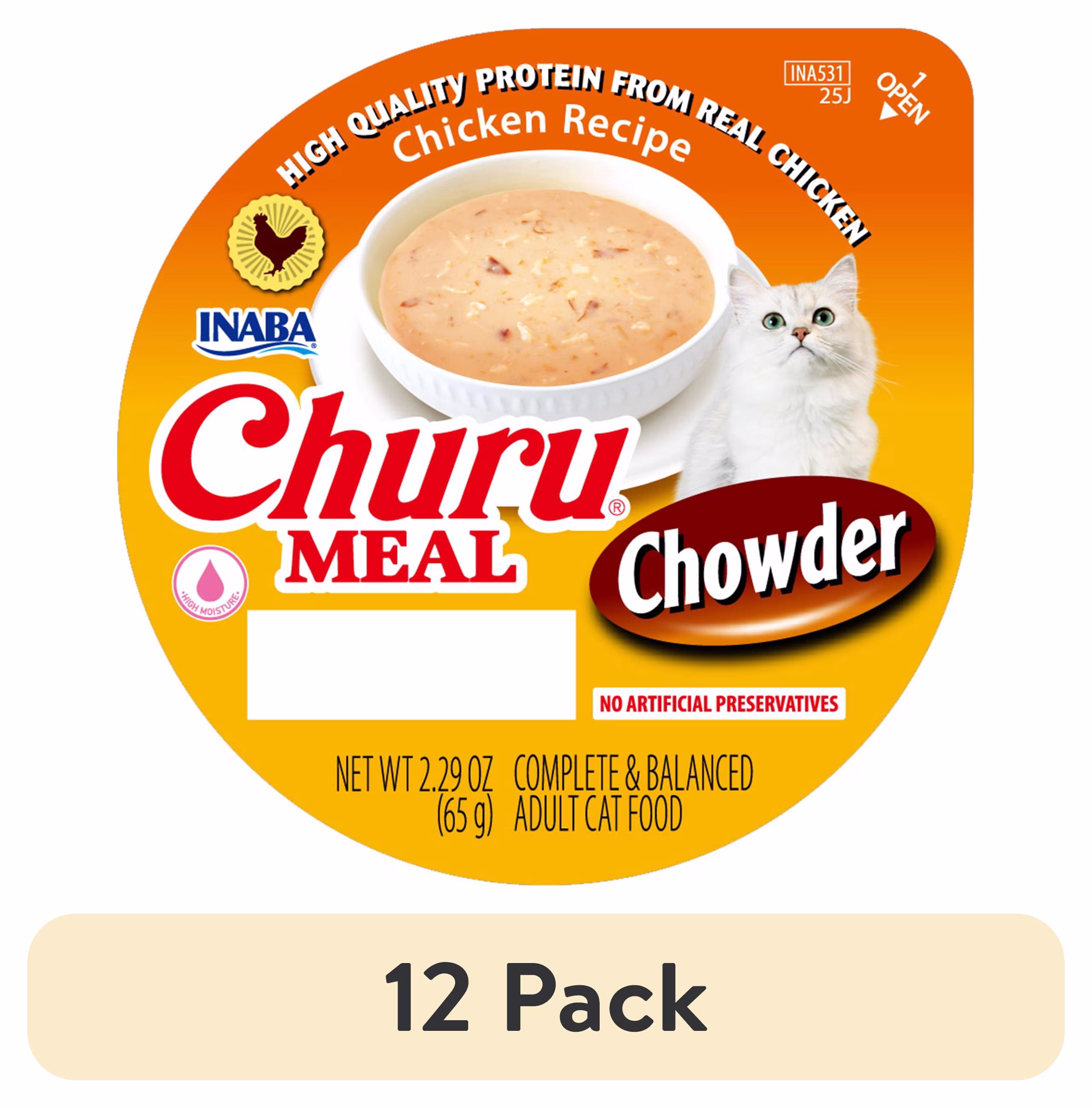 INABA Churu Meal Chowder Adult Wet Cat Food, 2.29 oz cup, Chicken Recipe
