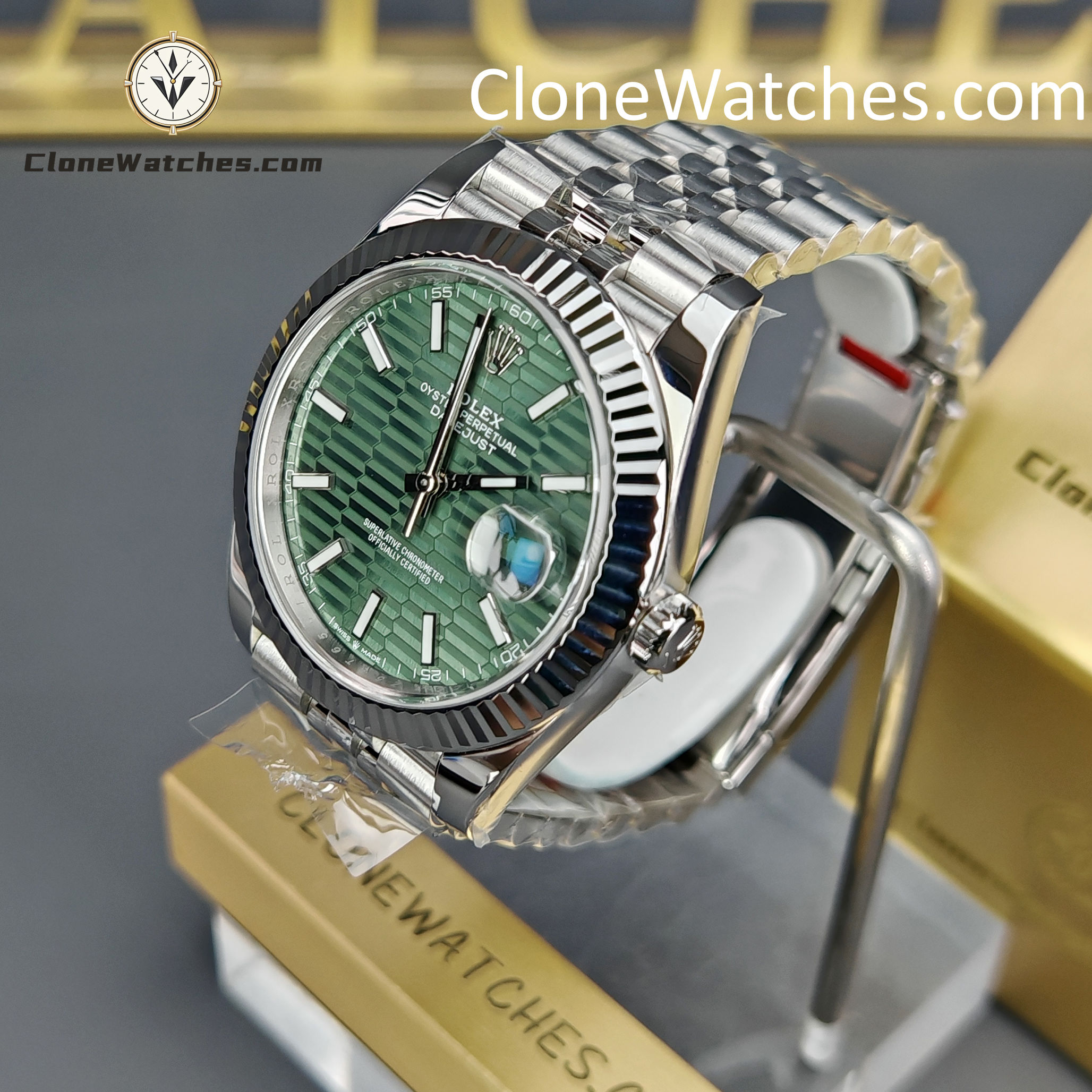 Rolex Super Clone Watch 1:1 DateJust Water Ripple Green Dial m126334-0030 Jubilee 41MM 3235 Movement