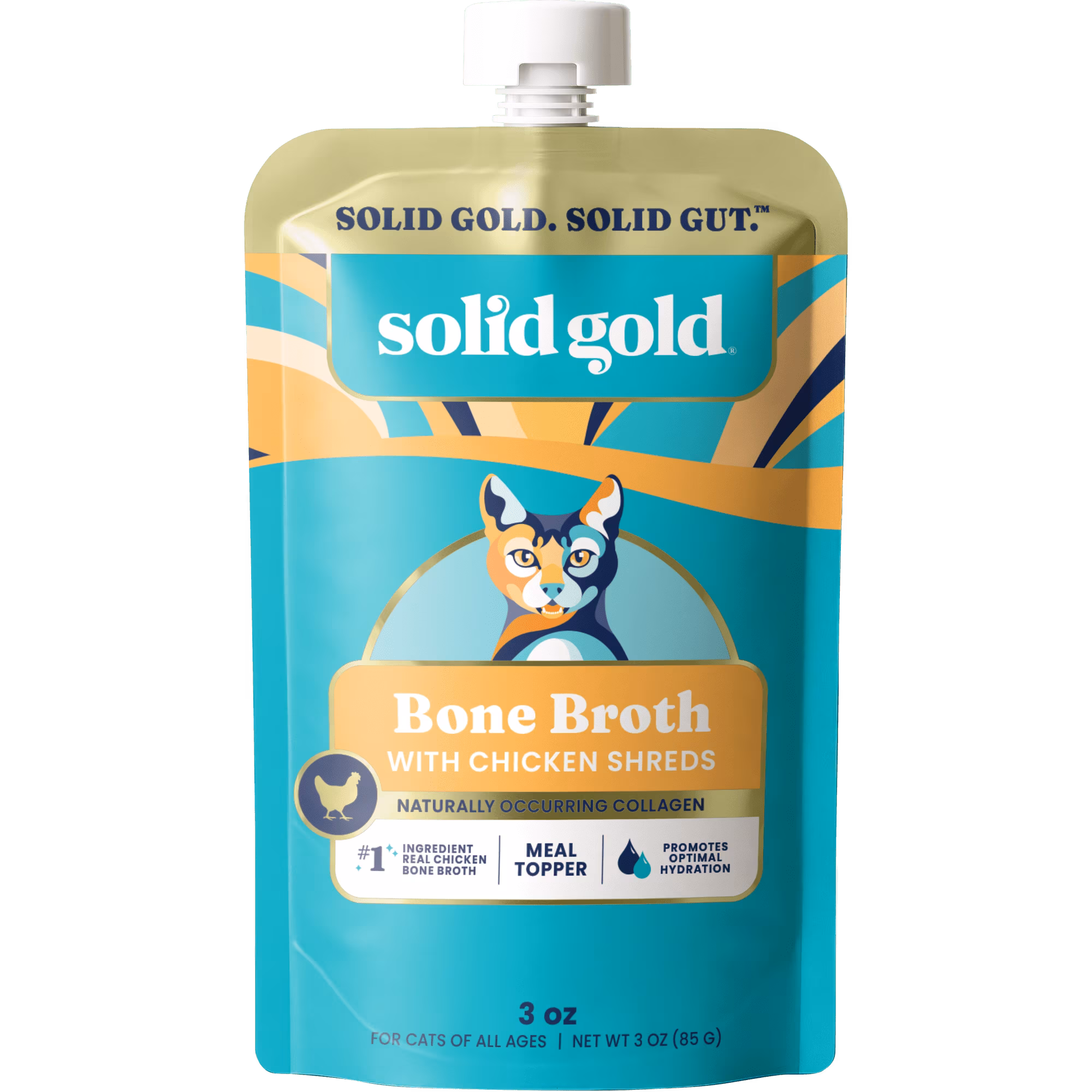 Solid Gold Bone Broth with Tuna Shreds for Cats, 3oz