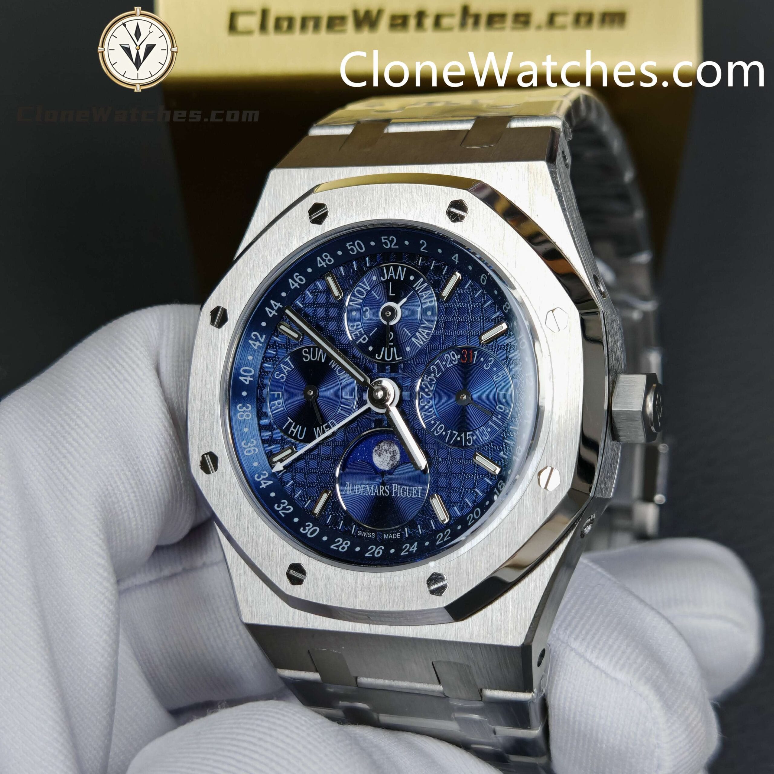 Audemars Piguet Super Clone Watches 1:1 Royal Oak Perpetual Calendar Blue Dial 26574ST 41MM