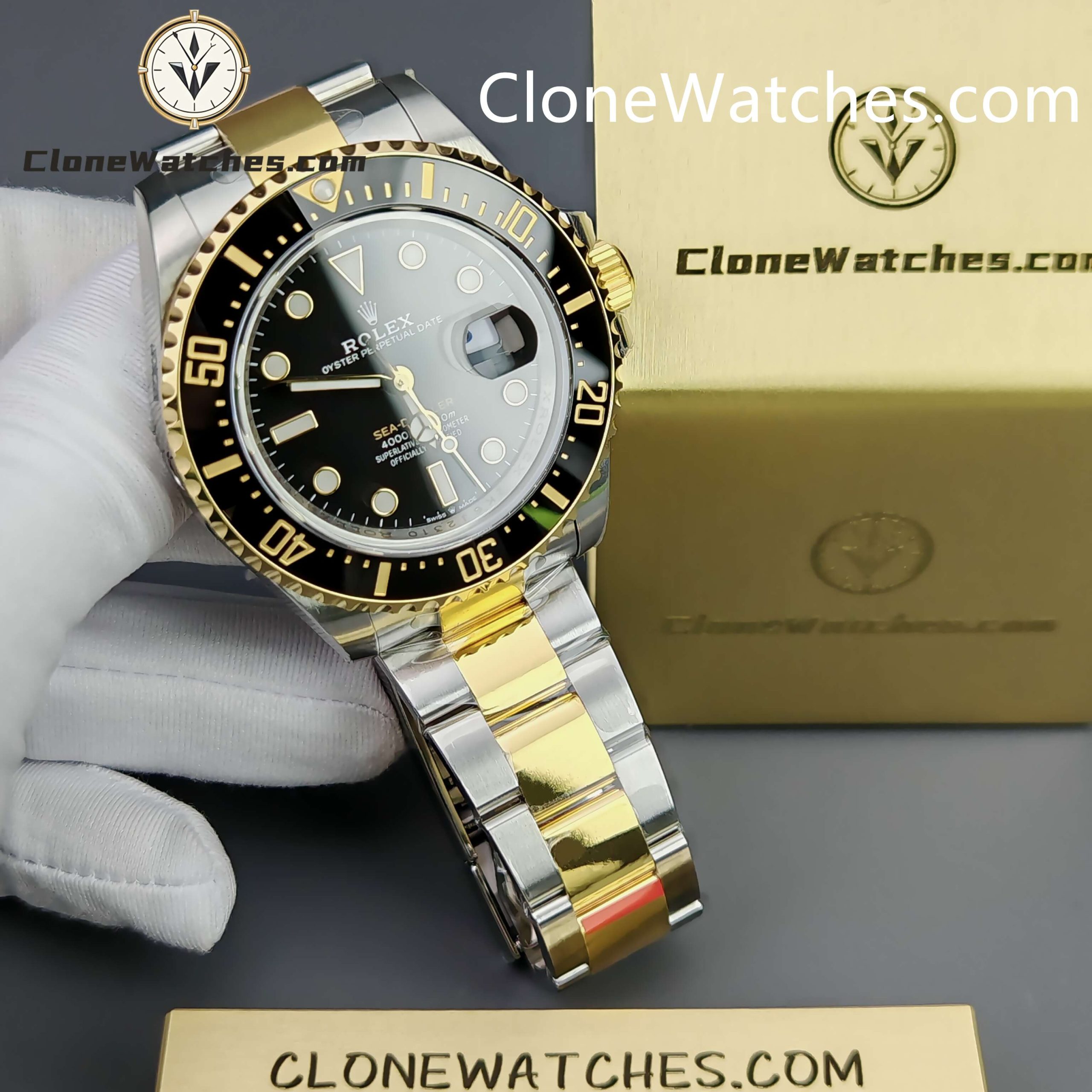 Rolex Super Clone Watches 1:1 Sea Dweller Yellow Gold Black Dial 126603 3235 Movement