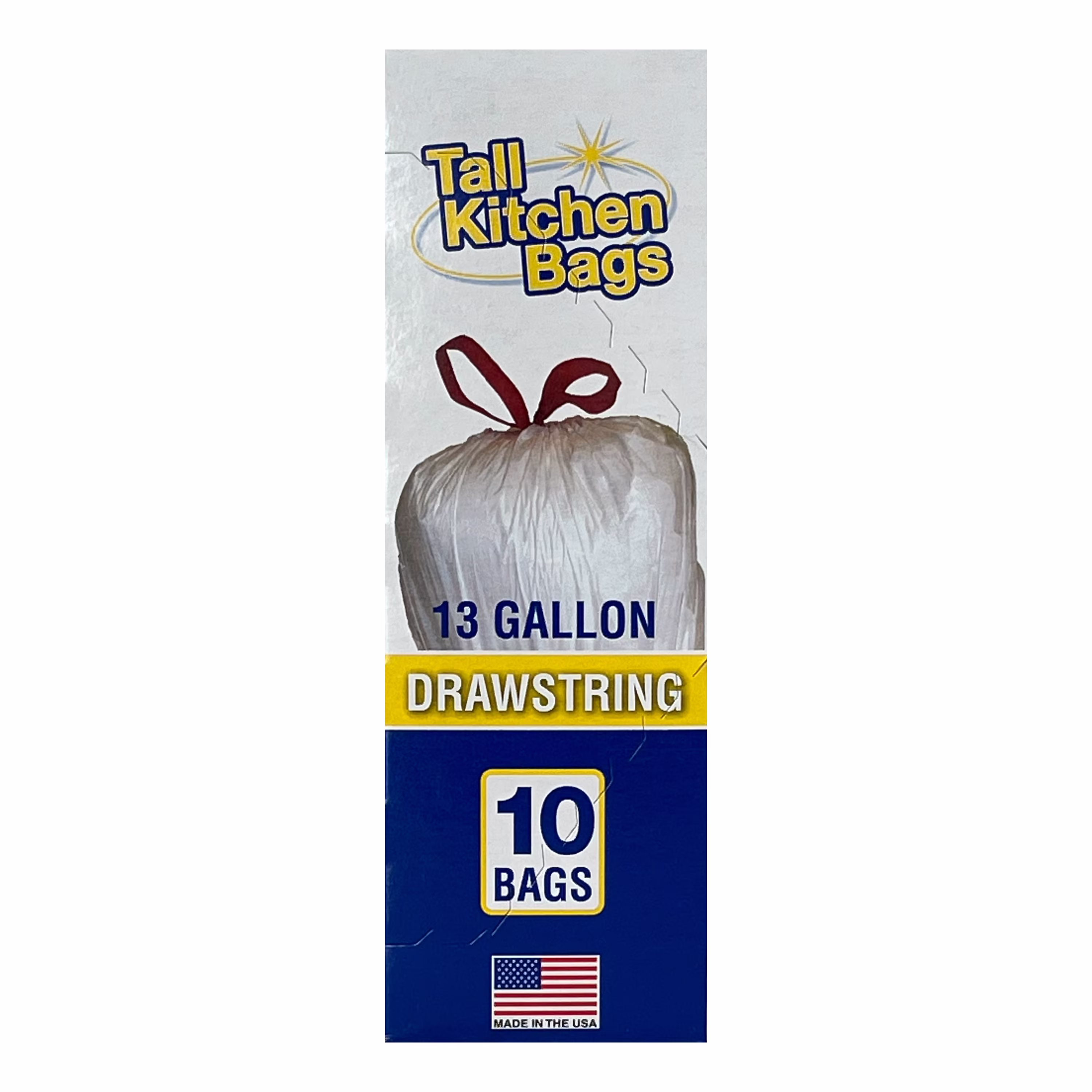 Basic Kitchen Trash Bags, 13 Gallon, 10 Bags (Drawstring)