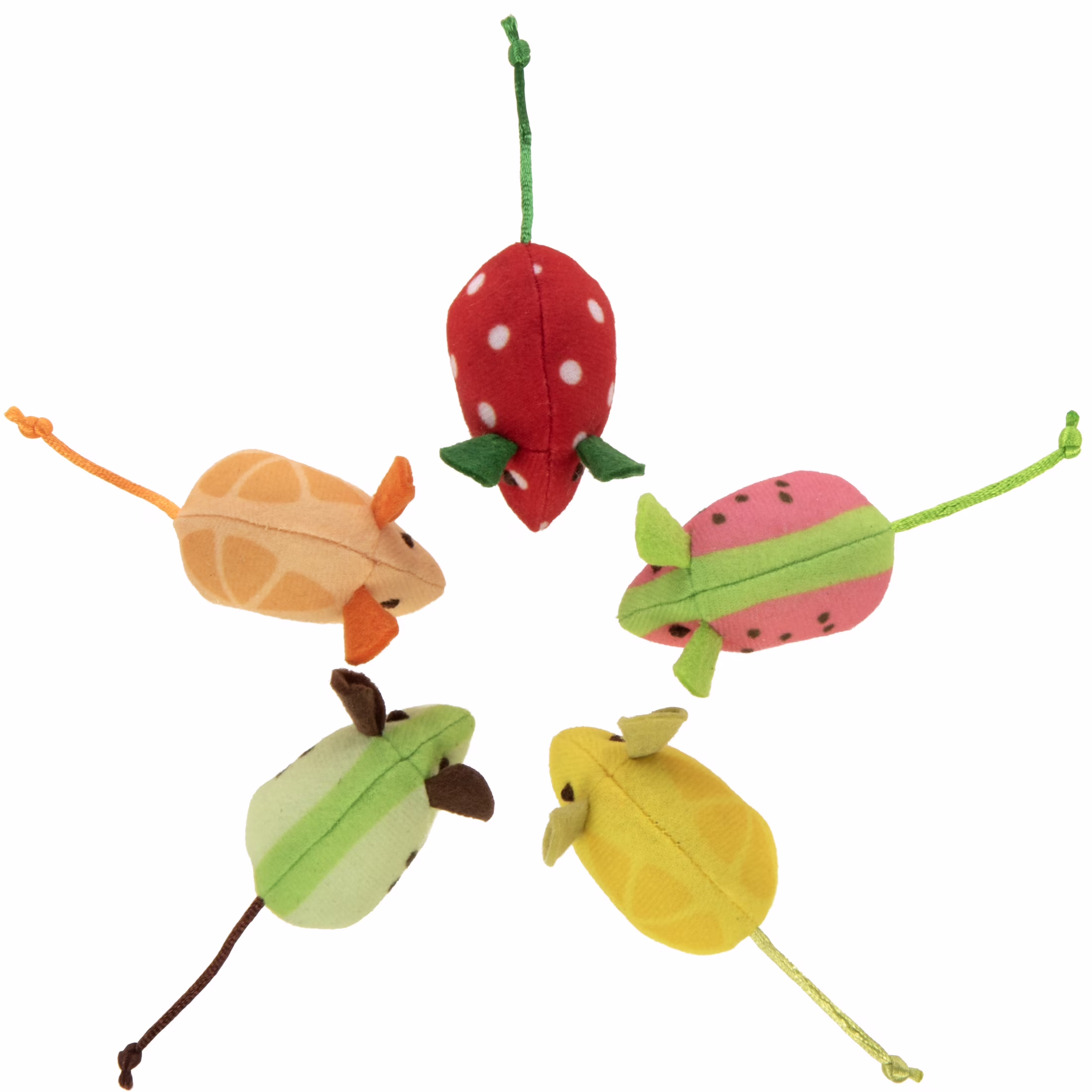SmartyKat Skitter Slices (Set of 5) Soft Plush Catnip Mice Cat Toys Filled with Pure & Potent Catnip