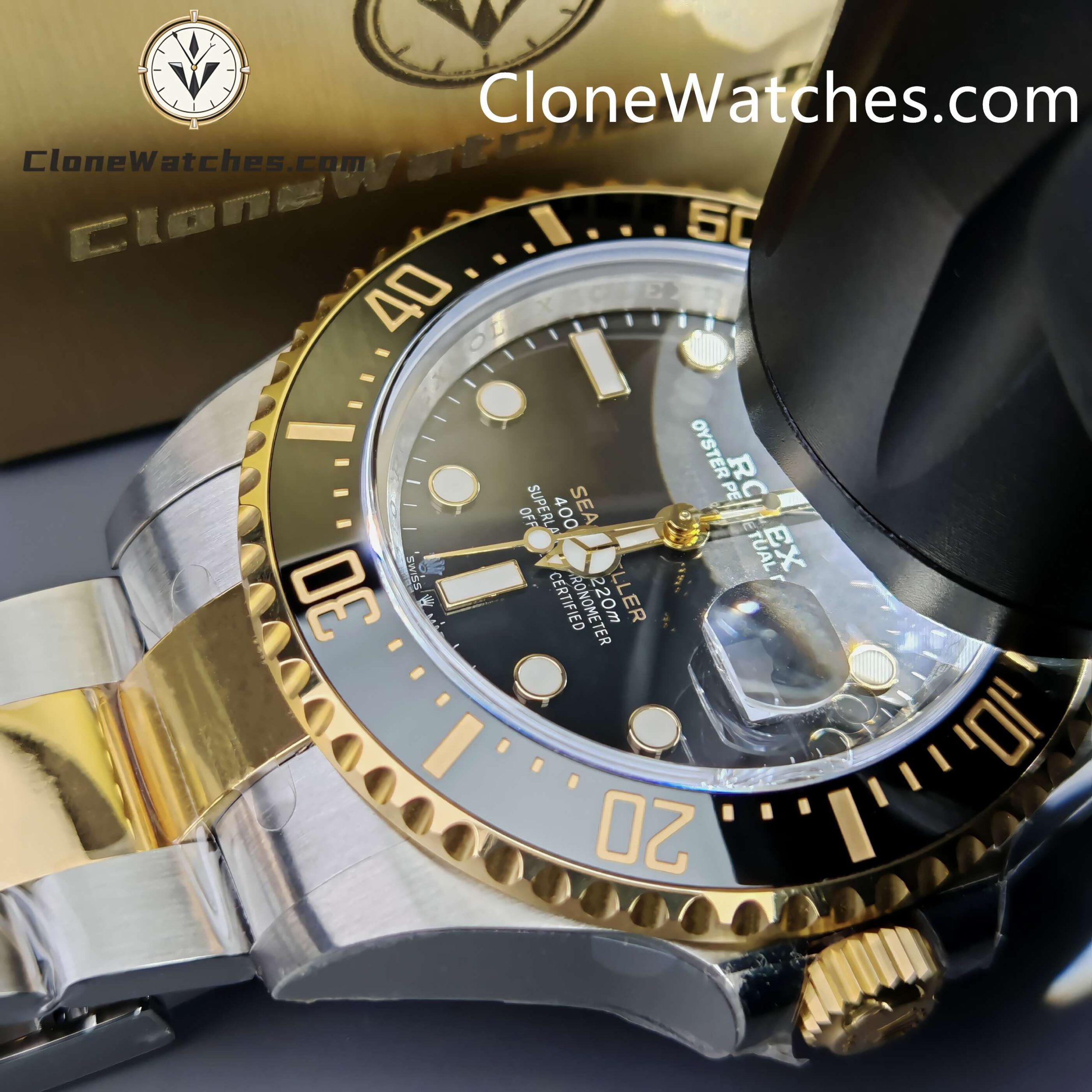 Rolex Super Clone Watches 1:1 Sea Dweller Yellow Gold Black Dial 126603 3235 Movement
