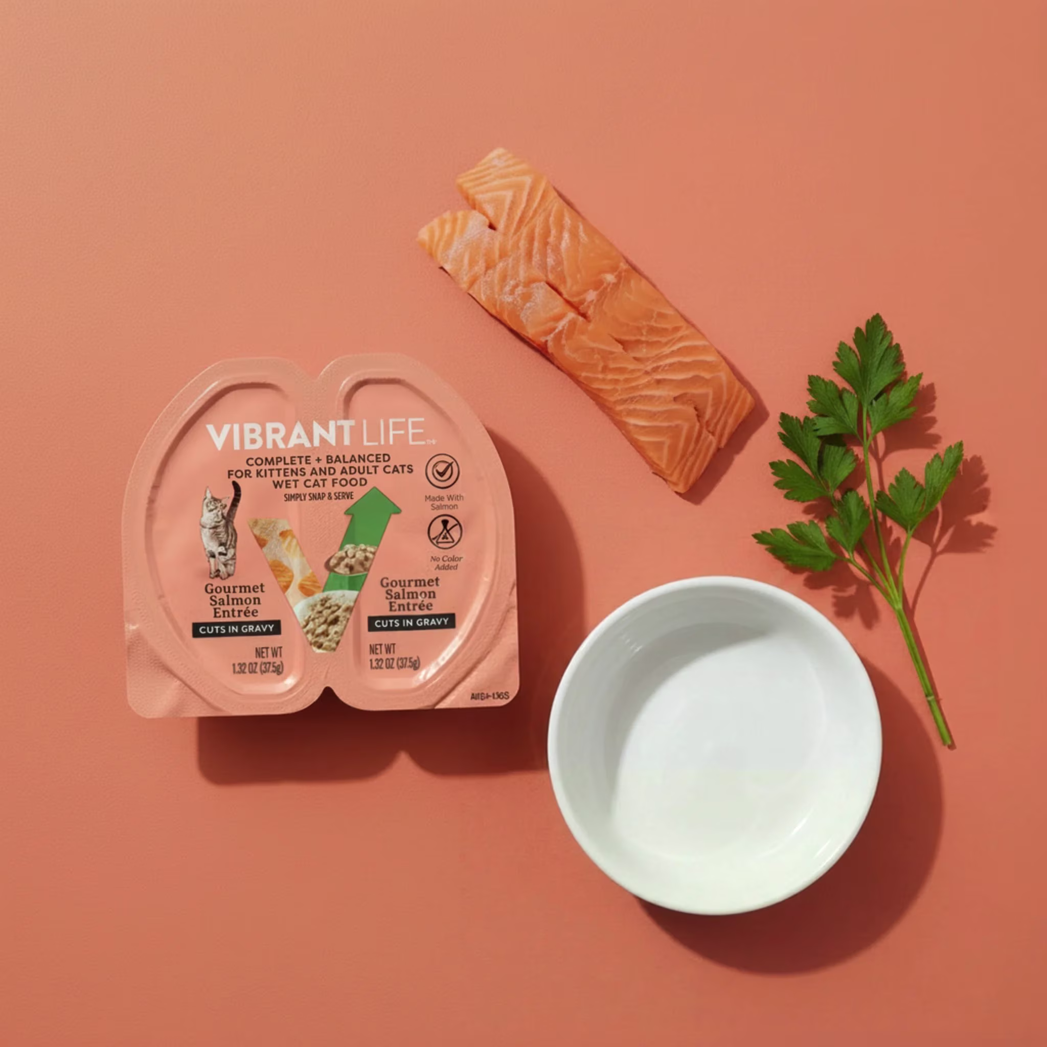 Vibrant Life Gourmet Salmon Entree Cuts in Gravy Wet Cat Food, Complete + Balanced, 2.64 oz Split Cup