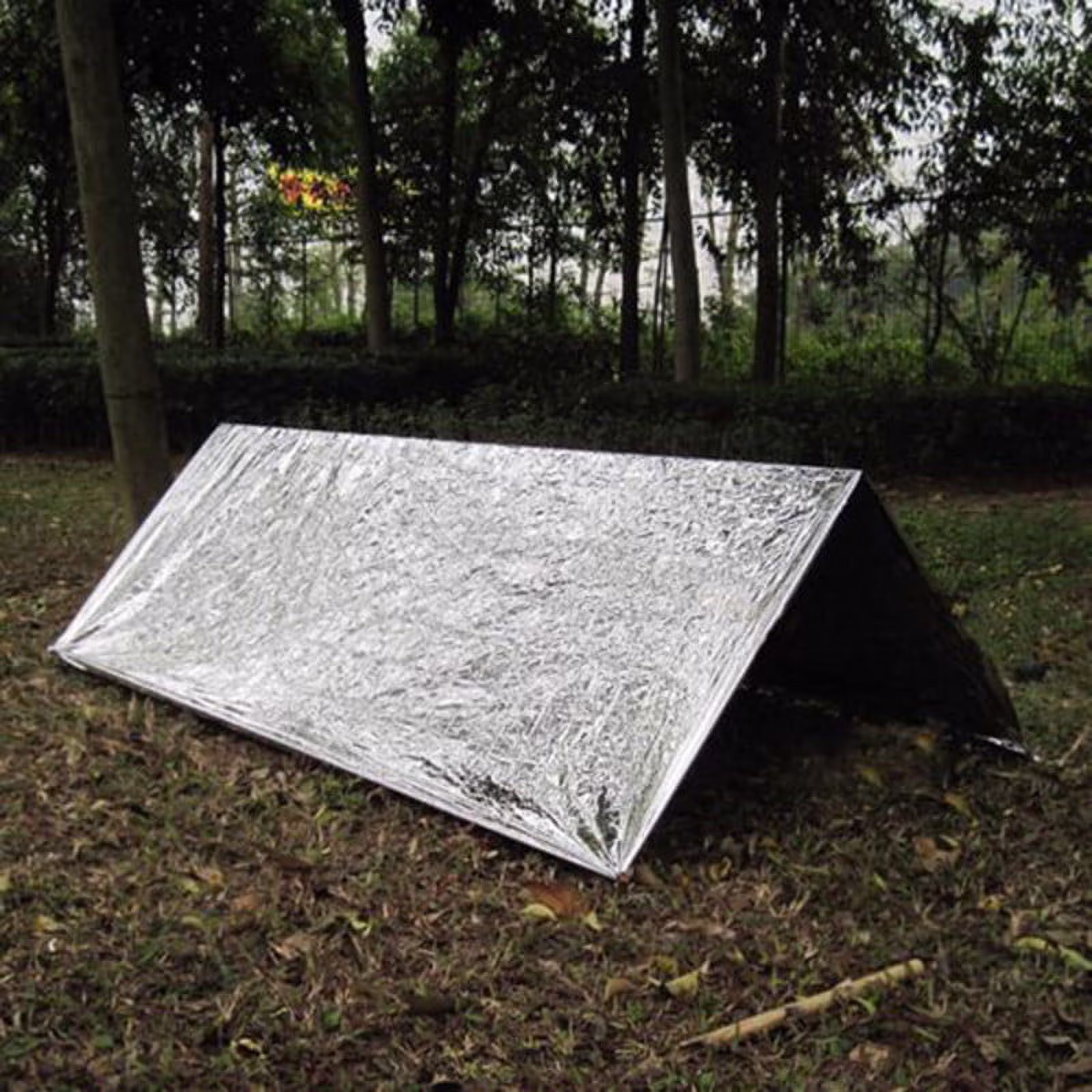 Camping & Hiking Shelter for Two Persons Emergency Portable Tent Outdoor Tent for Quick Setup All-Weather Shelter for Camping and Hiking, Silver