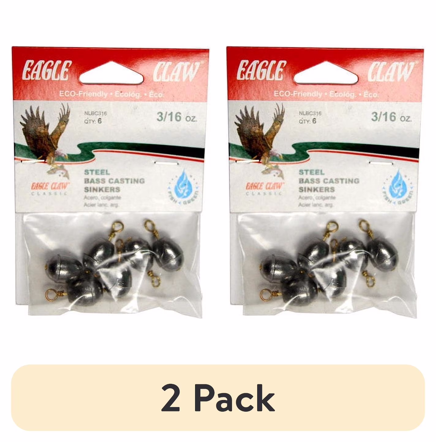 Eagle Claw Bass Casting Removable Split Shot, Steel Weight