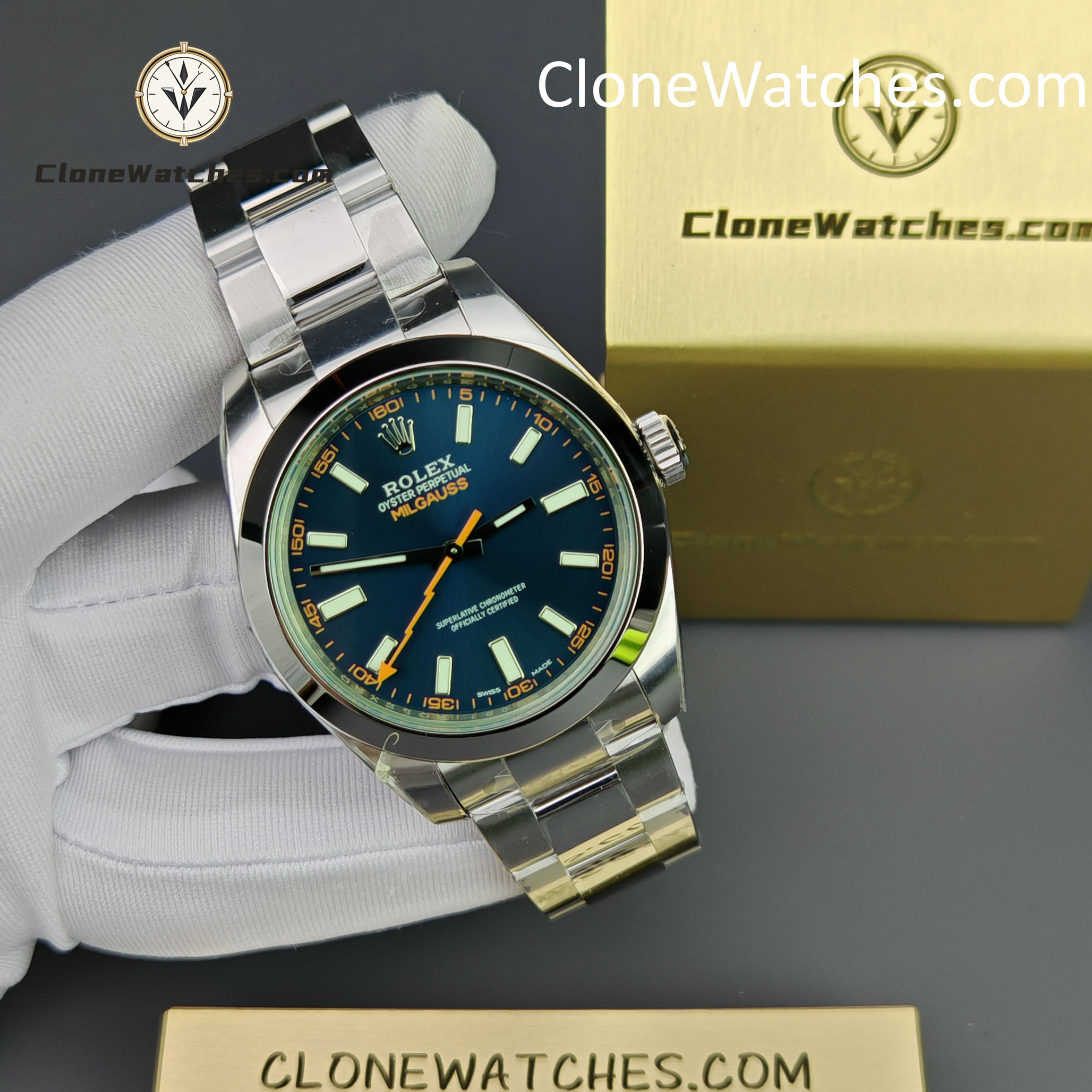 Rolex Super Clone Watches 1:1 Milgauss Blue Dial 3131 Movement