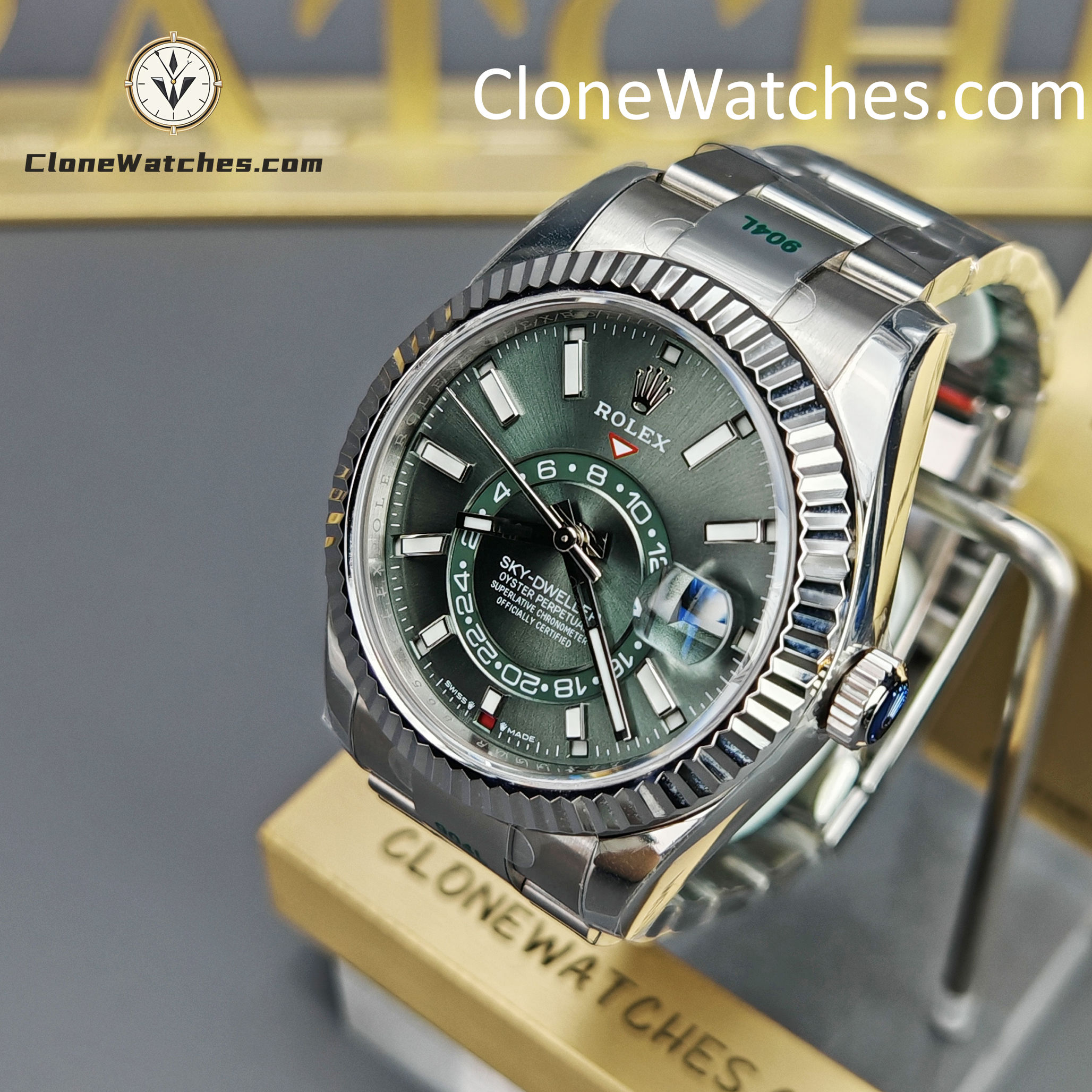 Rolex Super Clone Watches 1:1 Sky Dweller Green Dial Oyster M336934 9002 Movement