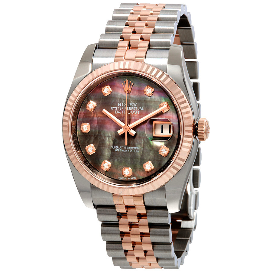 Rolex Oyster Perpetual Datejust 36 Black Mother of Pearl Dial Stainless Steel and 18K Everose Gold Jubilee Bracelet Automatic Ladies Watch 116231BKMDJ（Lifetime free warranty+90-days replacement service & Refund!.）
