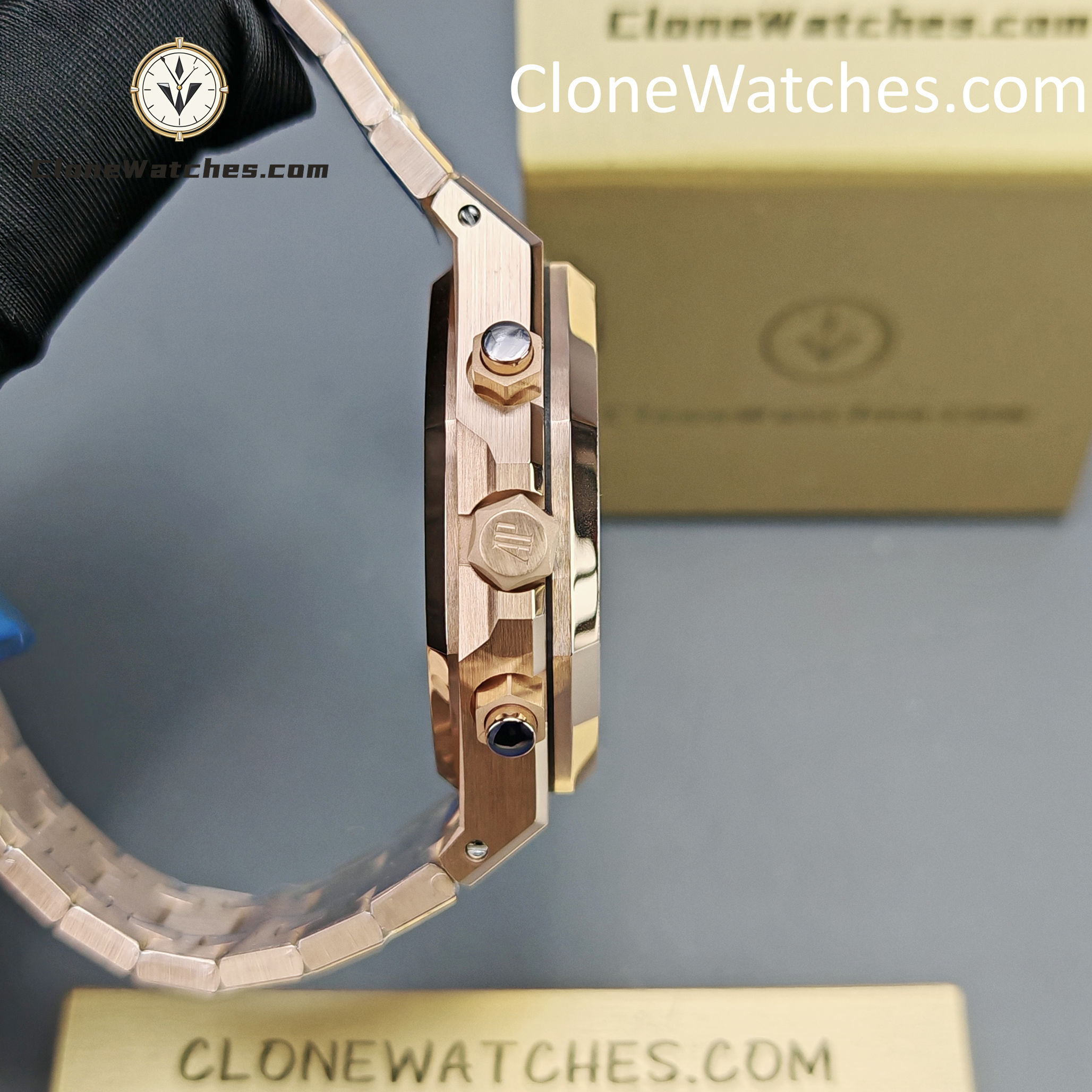 Audemars Piguet Super Clone Watches 1:1 Royal Oak Rose Gold 26239 Blue Dial