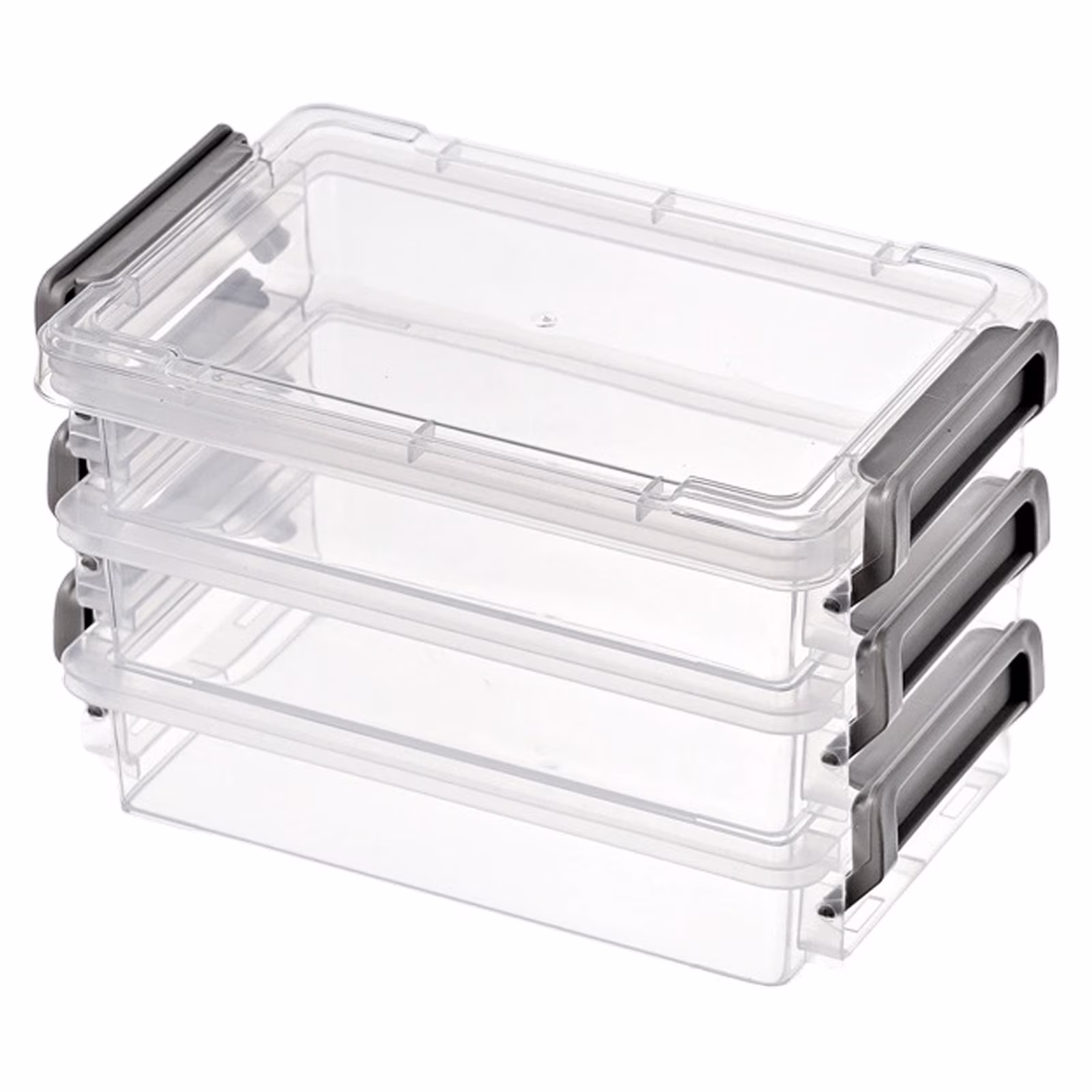 FENGGHAO Small Plastic Storage Container with Lid Stackable Organizer Box for Home Office Crafts Scrapbook 6.3*3.9in