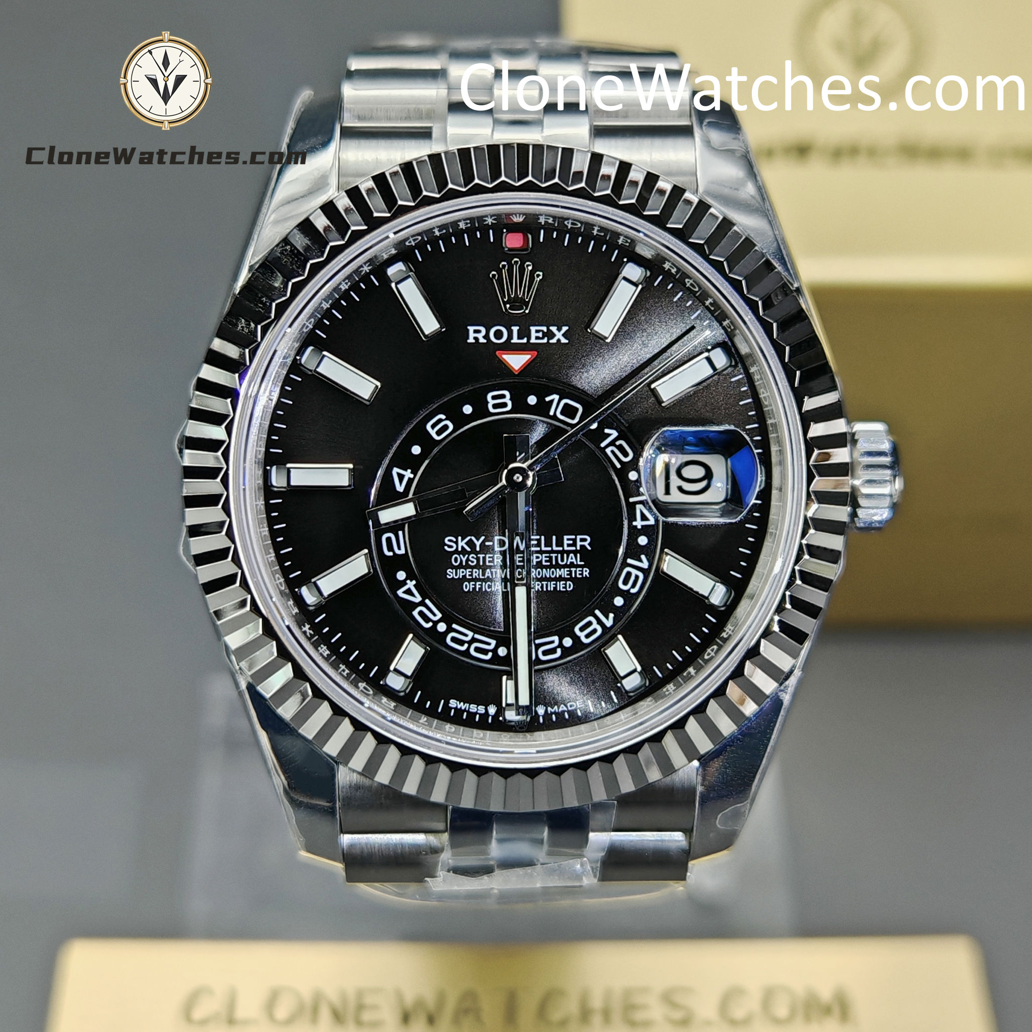 Rolex Super Clone Watches 1:1 Sky Dweller Black Dial Jubilee M336934 9002 Movement