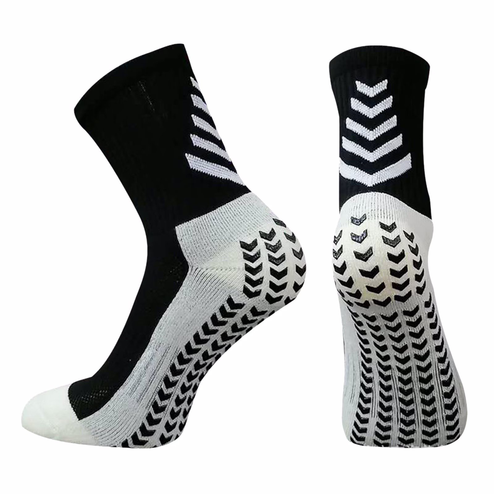 Anuirheih Men's Soccer Socks Anti Slip Grip Pads for Football Basketball Sports Shock Absorption Grip Socks,1 Pair(White)