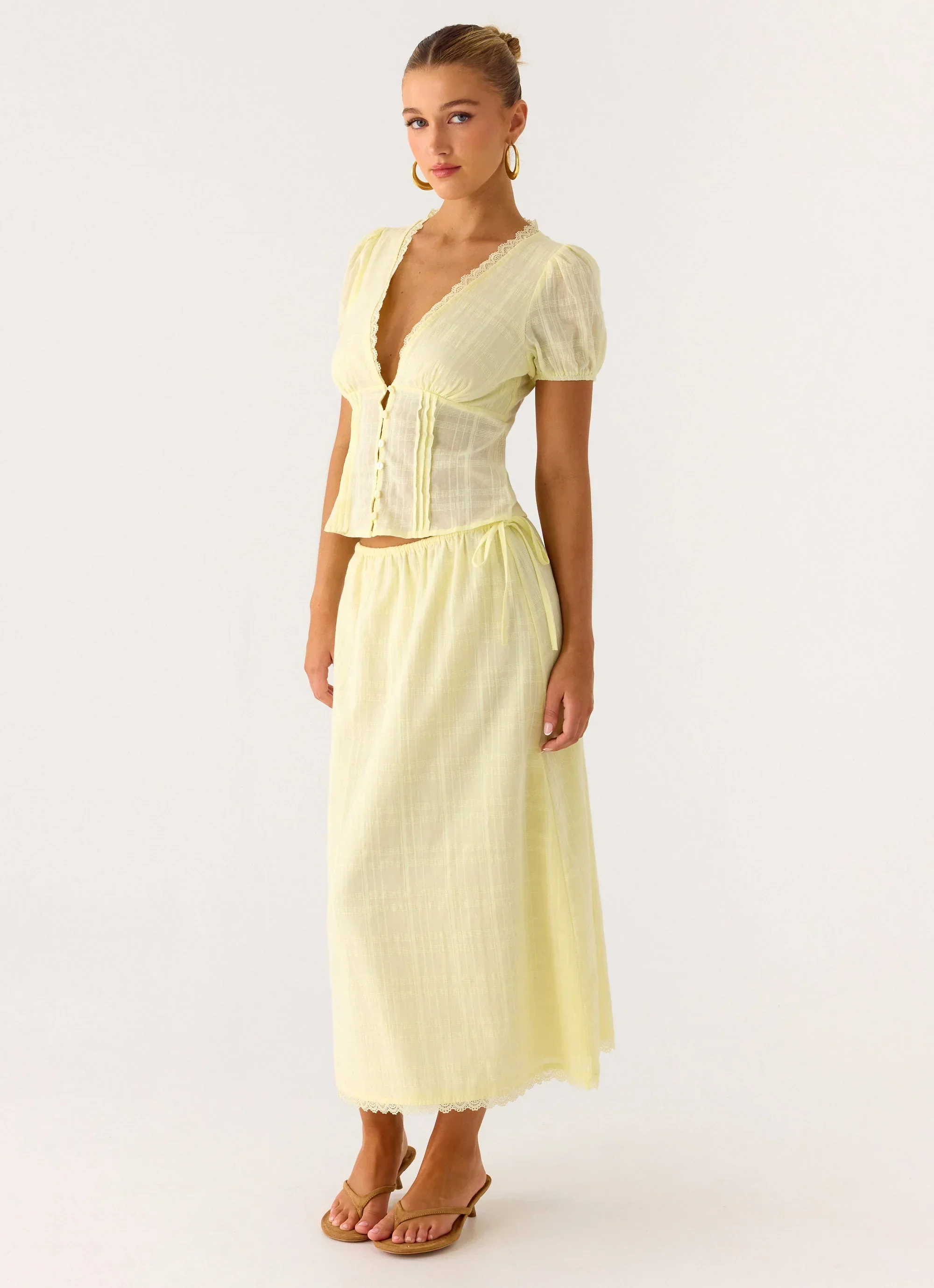 Sweet Lullaby Midi Skirt - Lemon Yellow