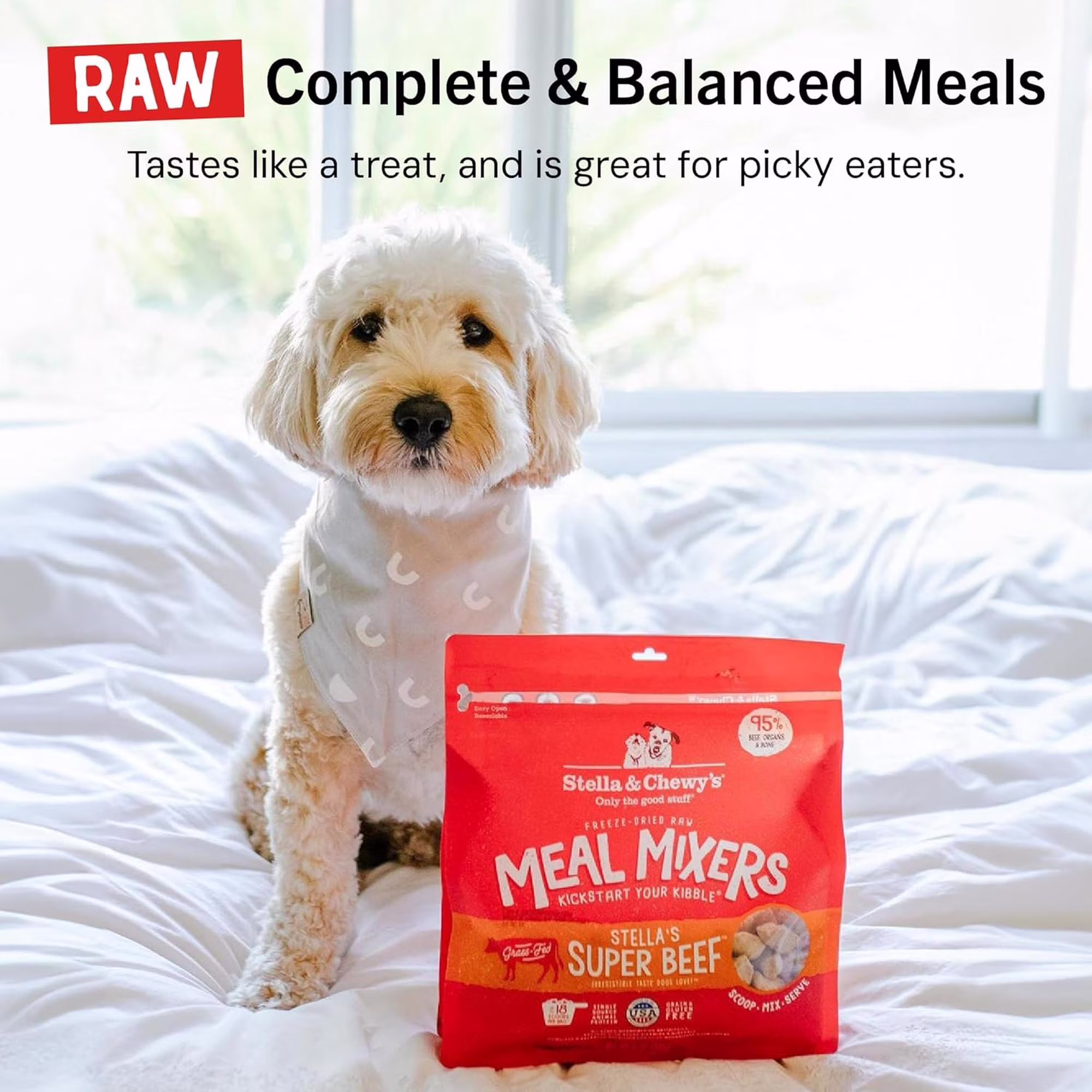 Stella & Chewy's Freeze-Dried Raw Meal Mixers Dog Food Topper - Stella's Super Beef Recipe - 35 Ounce Bag