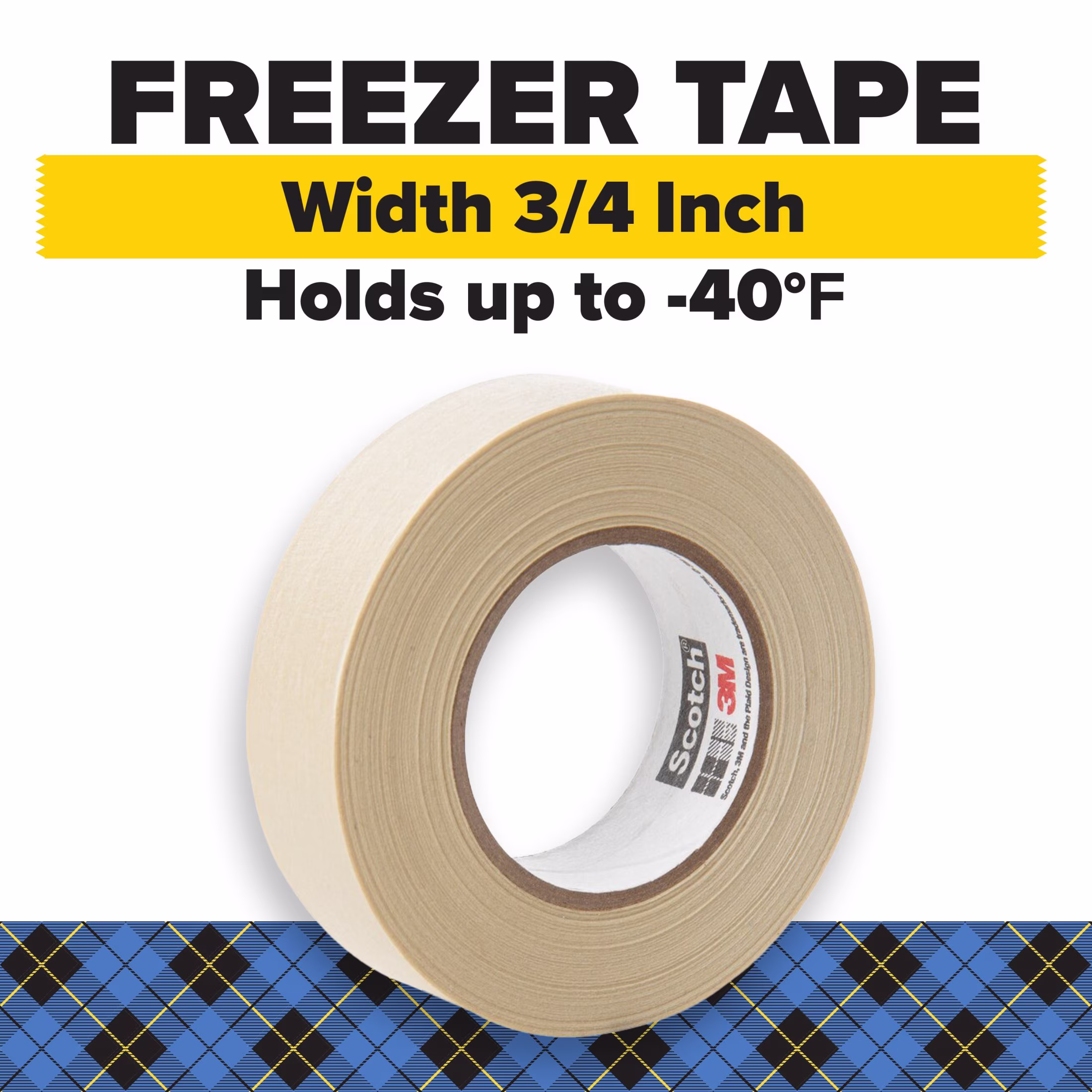 Scotch Freezer Tape, White, 3/4 in. x 1000 in., Holds at -40F