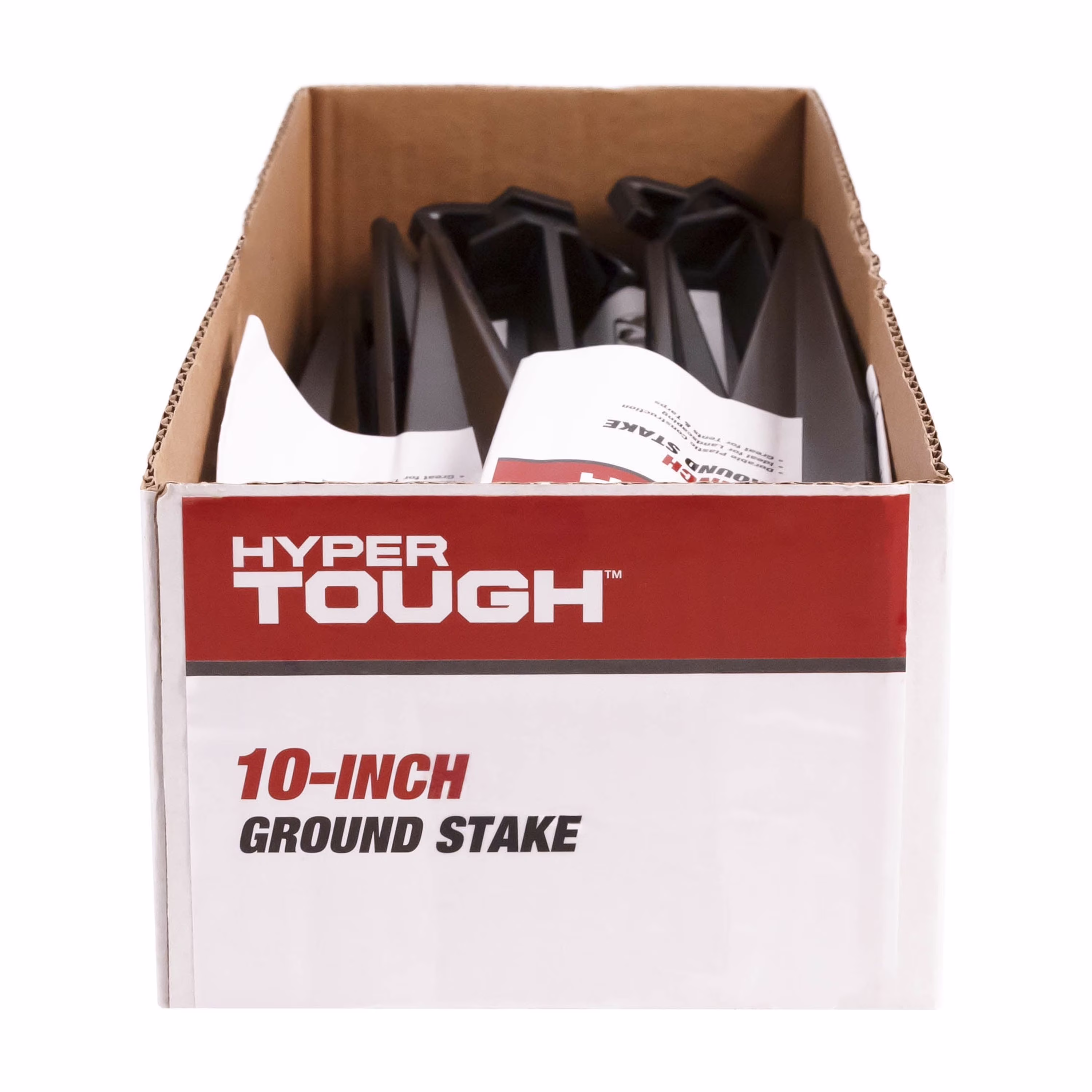 Hyper Tough Item# GS10-10HT, Plastic Ground Garden and Tent Stake, Black 10