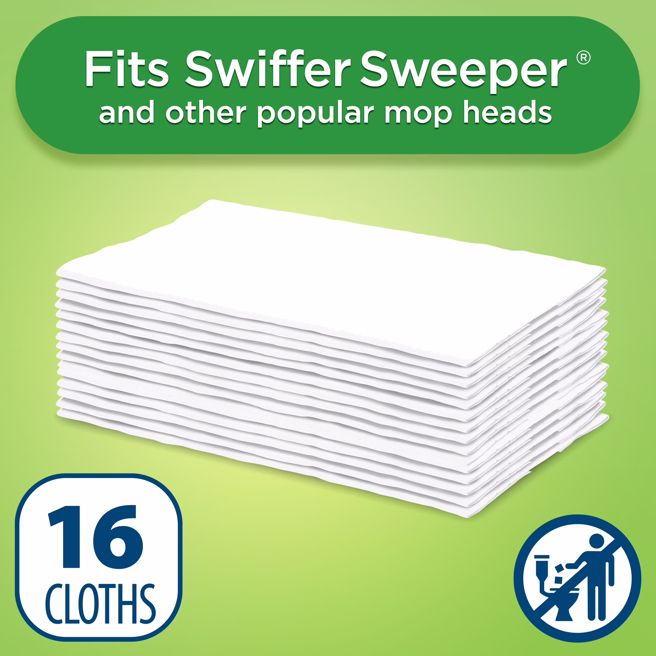 Great Value Dry Sweeping Cloth Refills, White, 16 Count