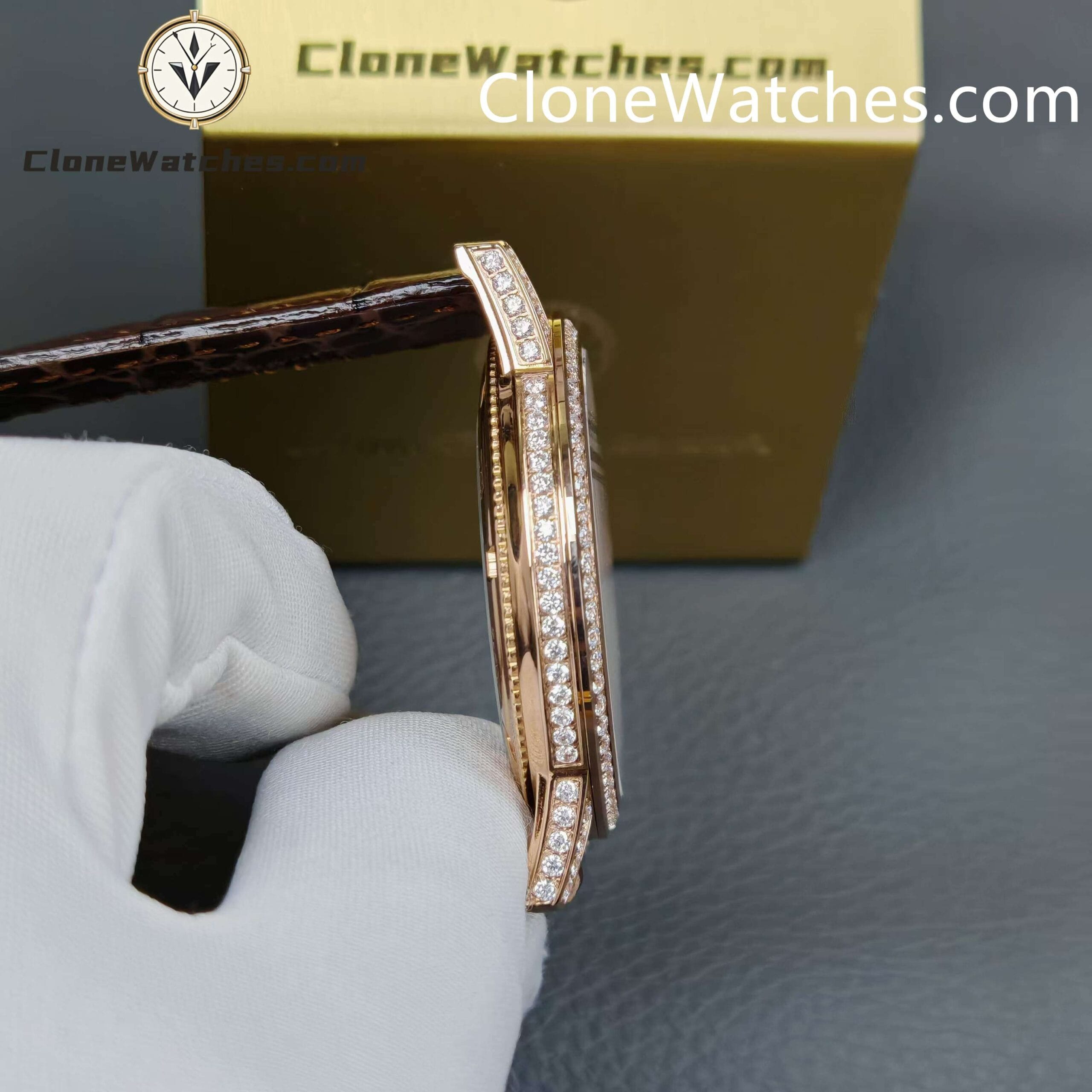 Vacheron Constantin Super Clone Watches 1:1 Patrimony Rose Gold Diamond Dial
