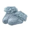 ZQUUVOU Toddler Girls Lace Socks Solid Color Socks Eyelet Ruffle Frilly Socks Soft Cotton Ankle Socks for Newborn Infant Baby Girls Blue