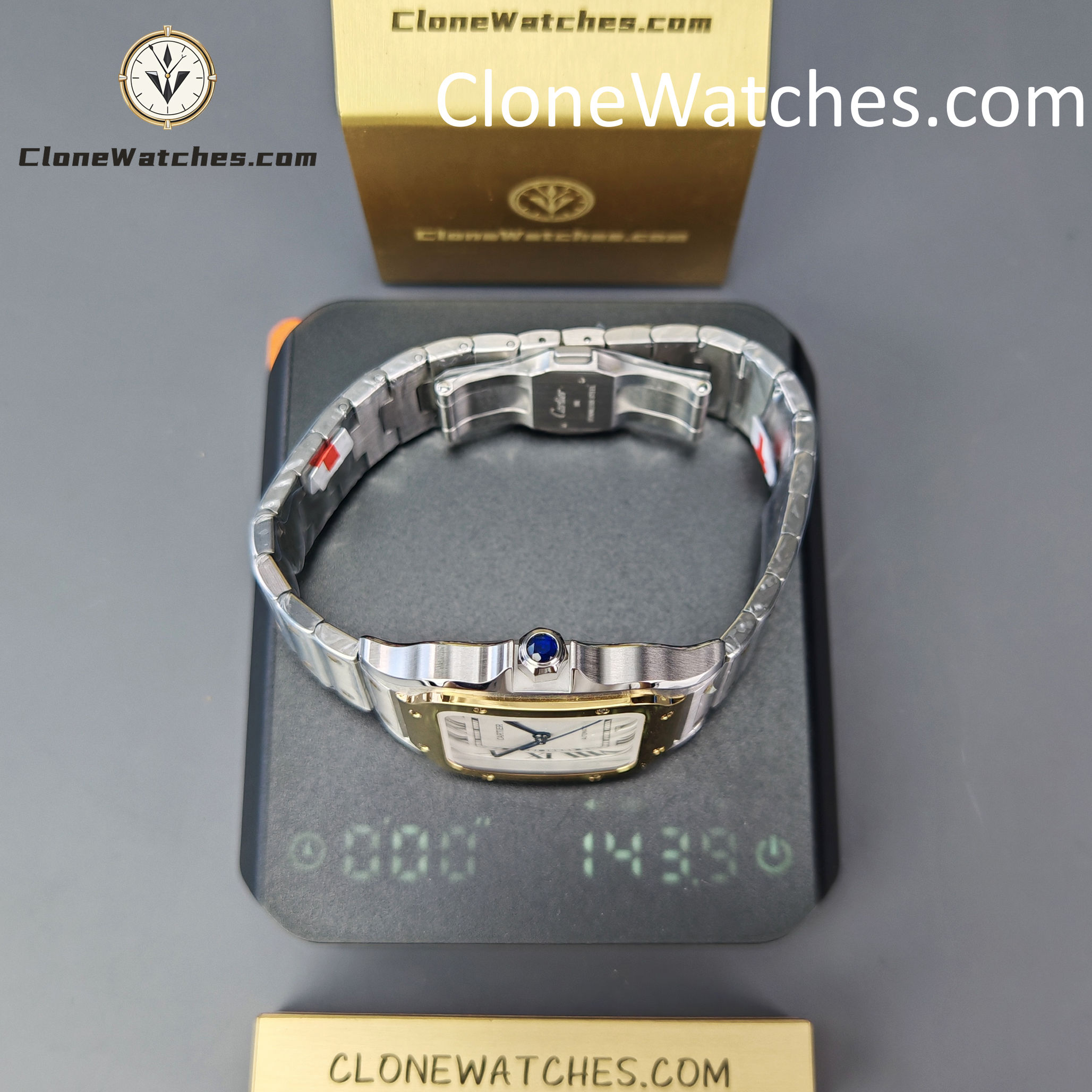 Cartier Super Clone Watches 1:1 Santos Series White Dial 18K gold plated 39.8MM W2SA0009 Steel Strap