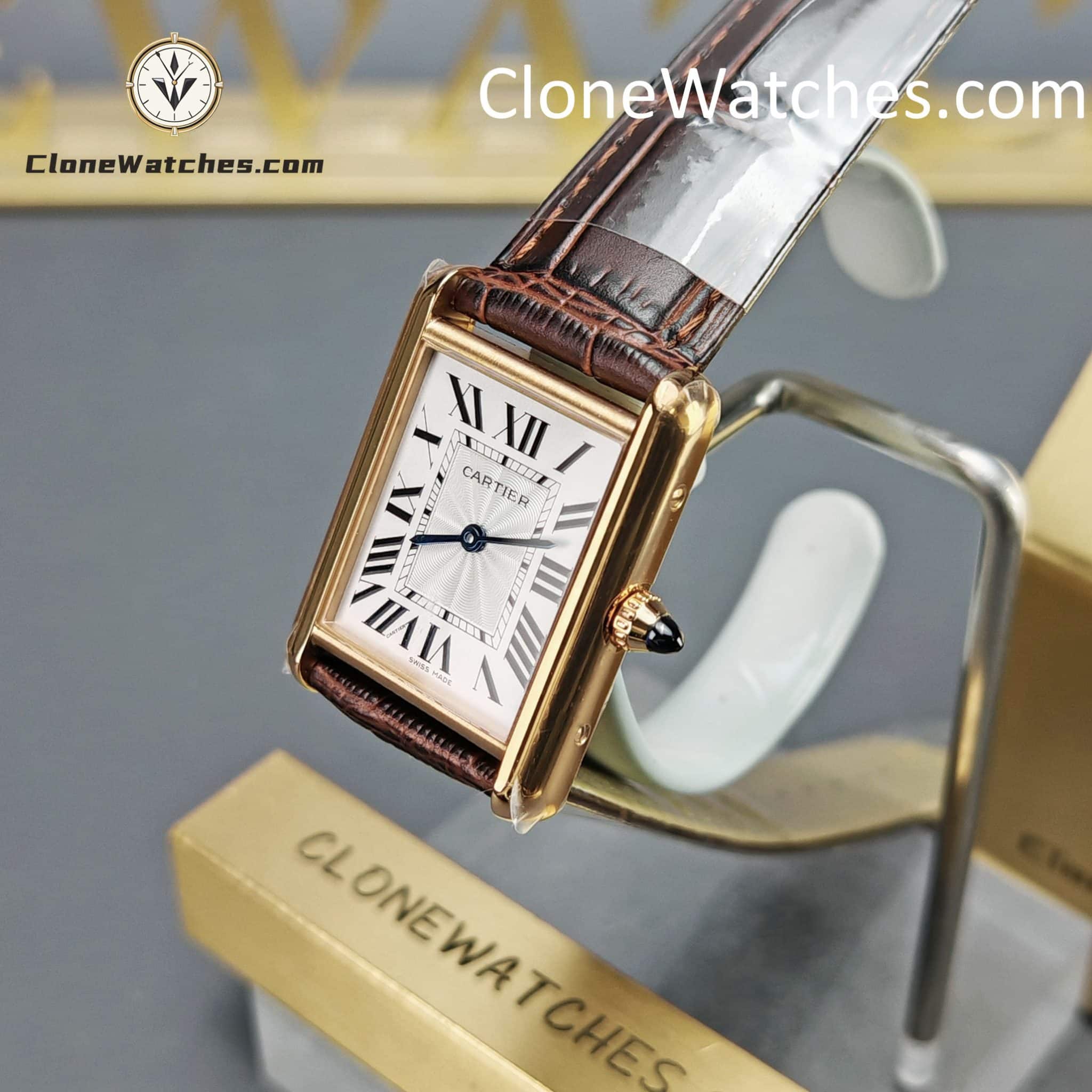 Cartier Super Clone Watches 1:1 Tank Quartz Movement Silver White Dial 33.7 x 25.5MM WGTA0011
