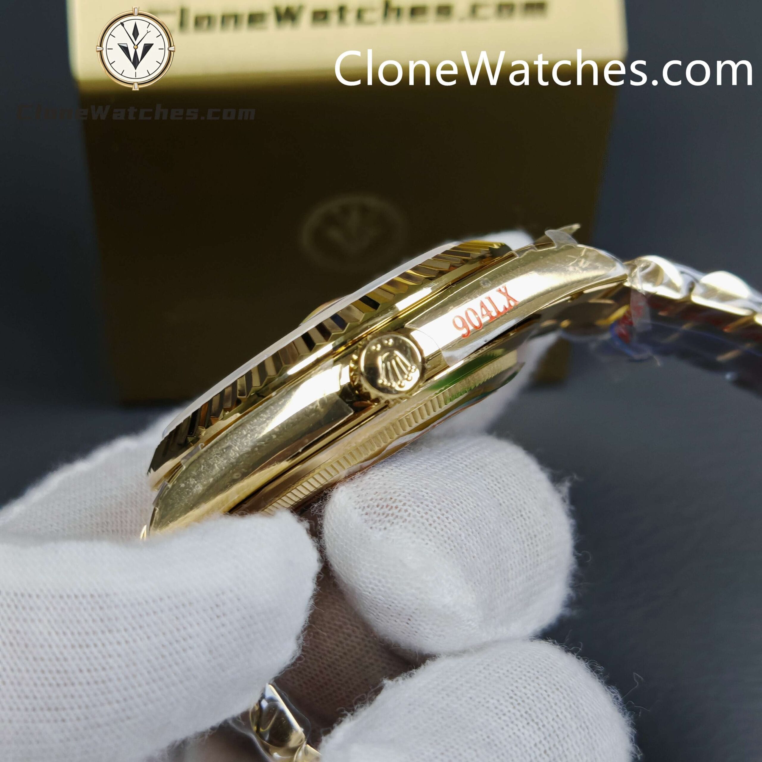 Rolex Super Clone Watches 1:1 Day Date 18K Gold Silver Dial 40mm m228238-0002 3255 Movement