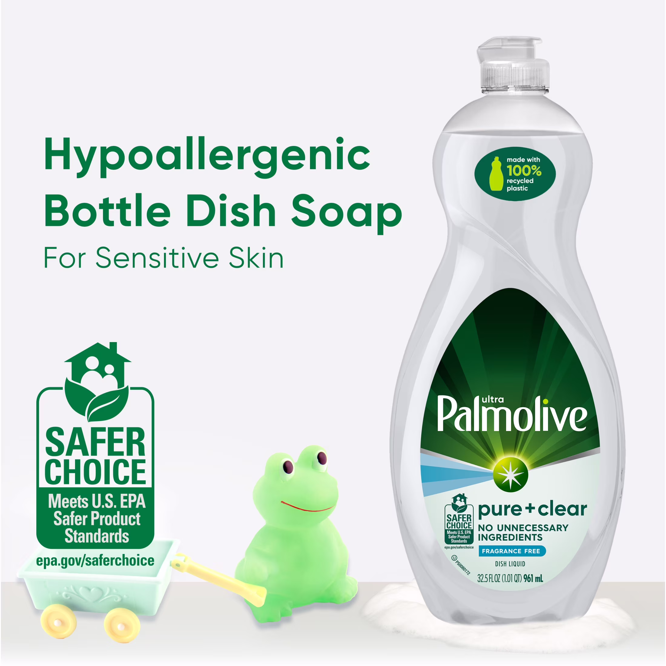 (9 pack) Palmolive Ultra Pure + Clear Liquid Dish Soap, Fragrance Free, 32.5 Fluid Ounce Bottle