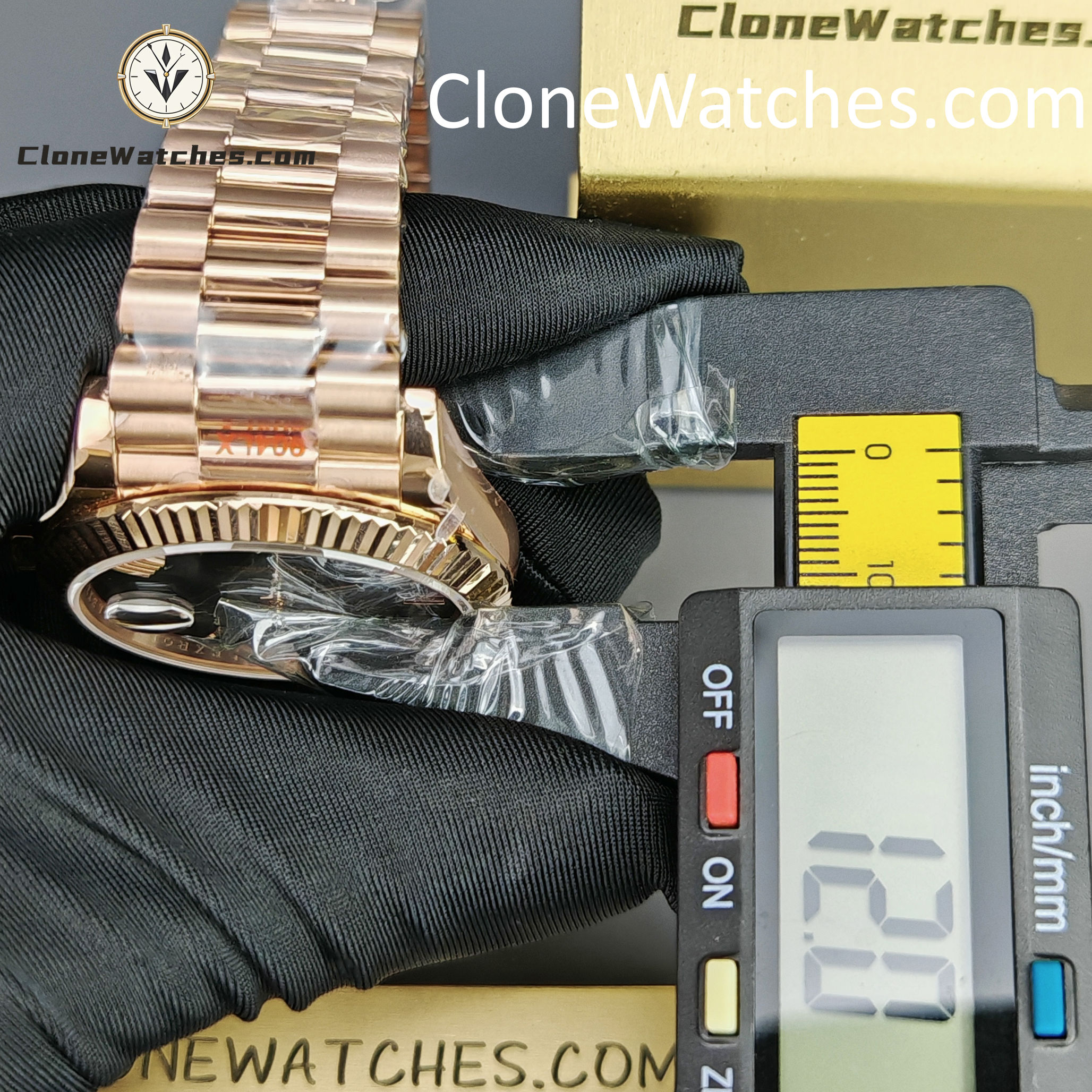 Rolex Super Clone Watches 1:1 Day Date 18K Rose Gold Grey Roman Dial 40mm m228235-0055 3255 Movement