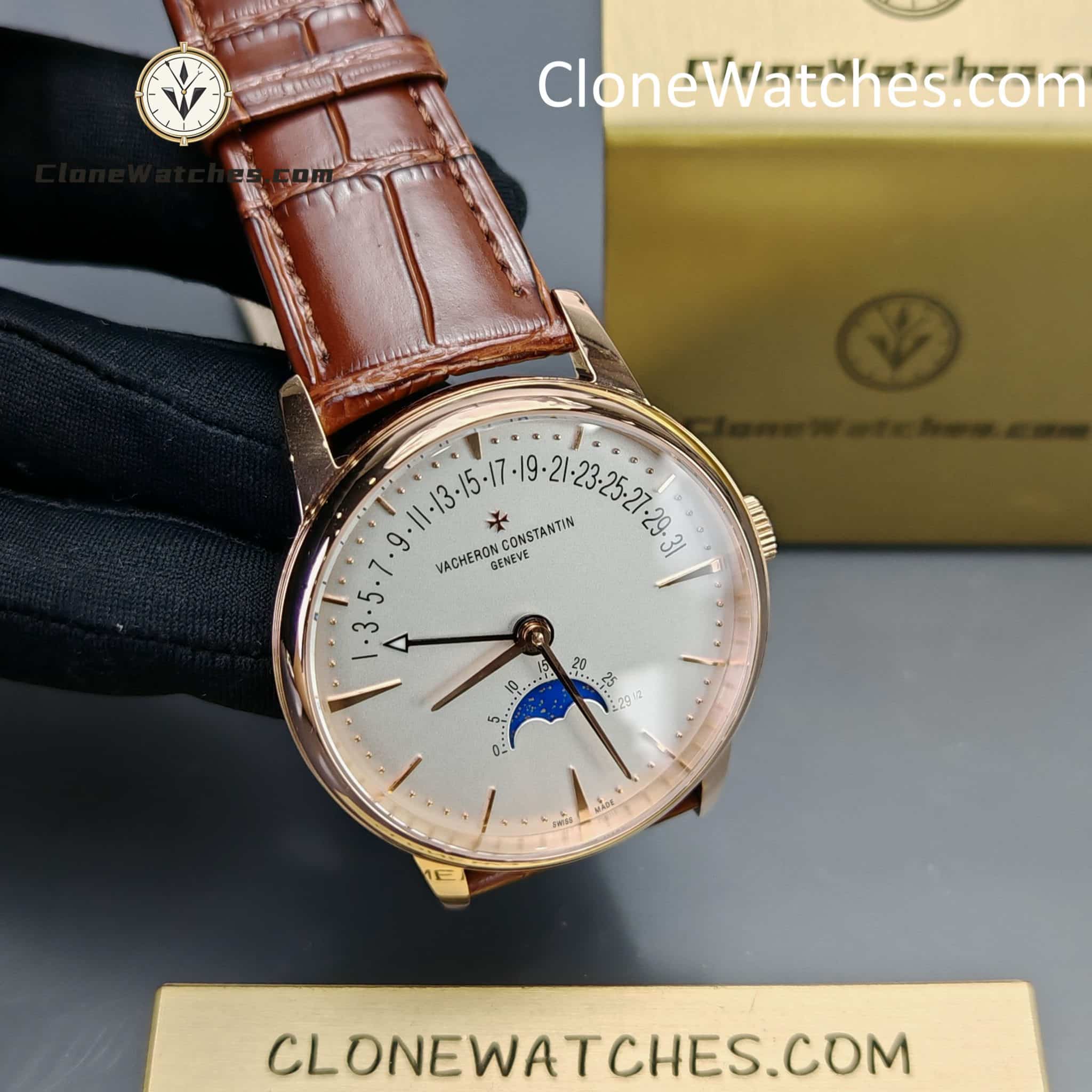 Vacheron Constantin Super Clone Watches 1:1 Patrimony Rose Gold 4010U/000R-B329 White Dial