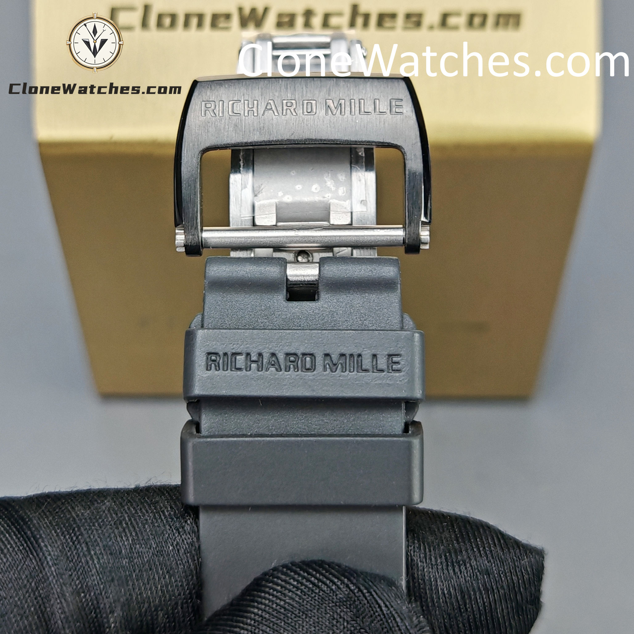 Richard Mille Super Clone Watches 1:1 RM 055 Carbon Tourbillon Black Strap